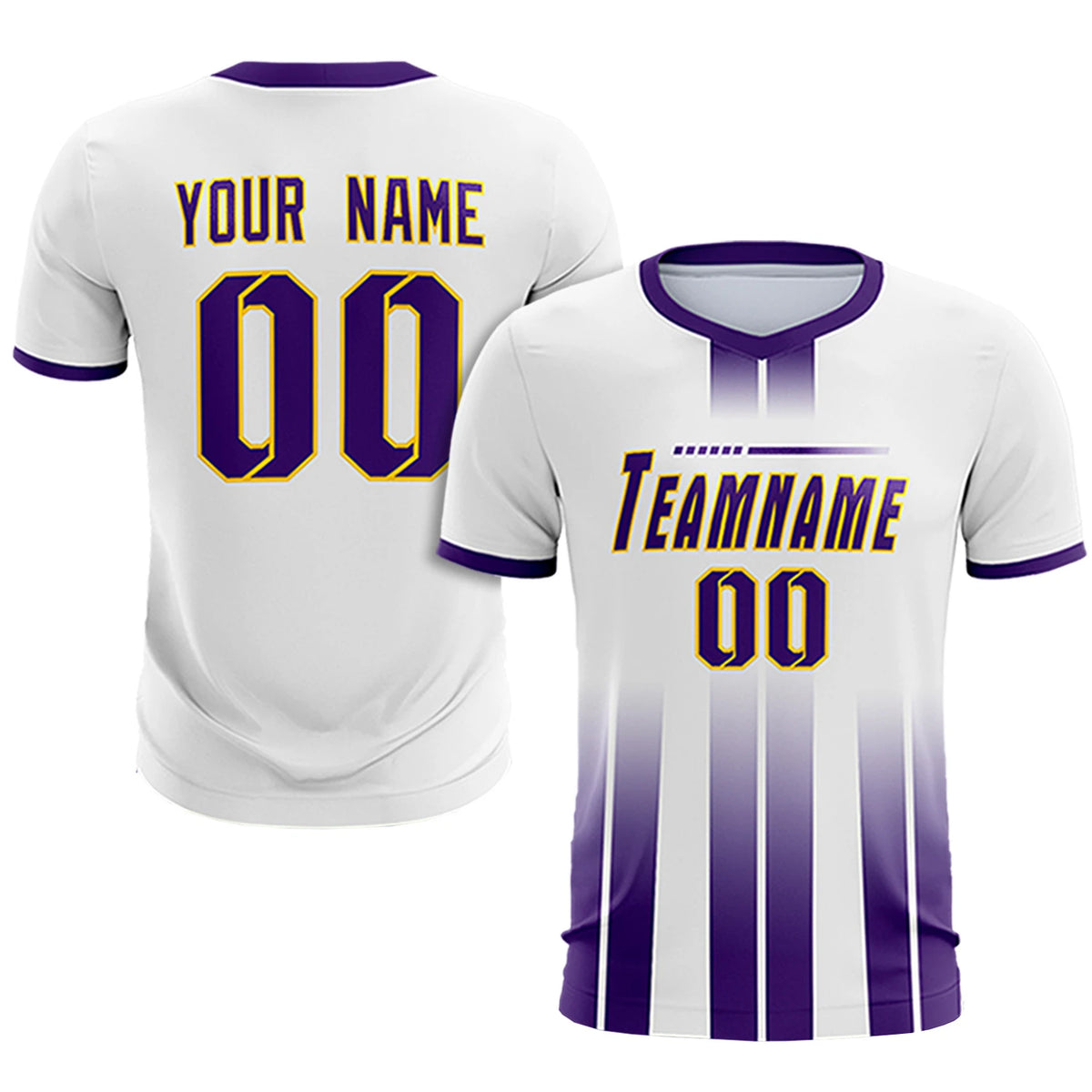 Custom White Purple Vertical Training Uniform Soccer Sets Jersey