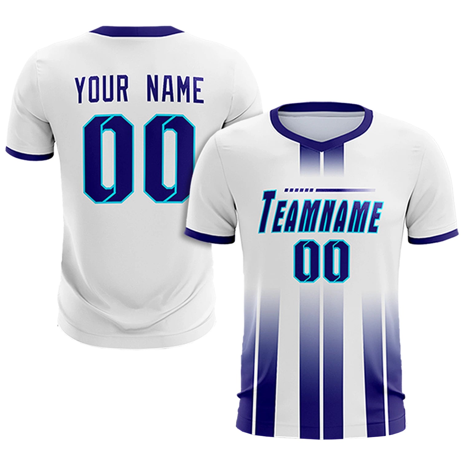 Custom White Purple Vertical Training Uniform Soccer Sets Jersey