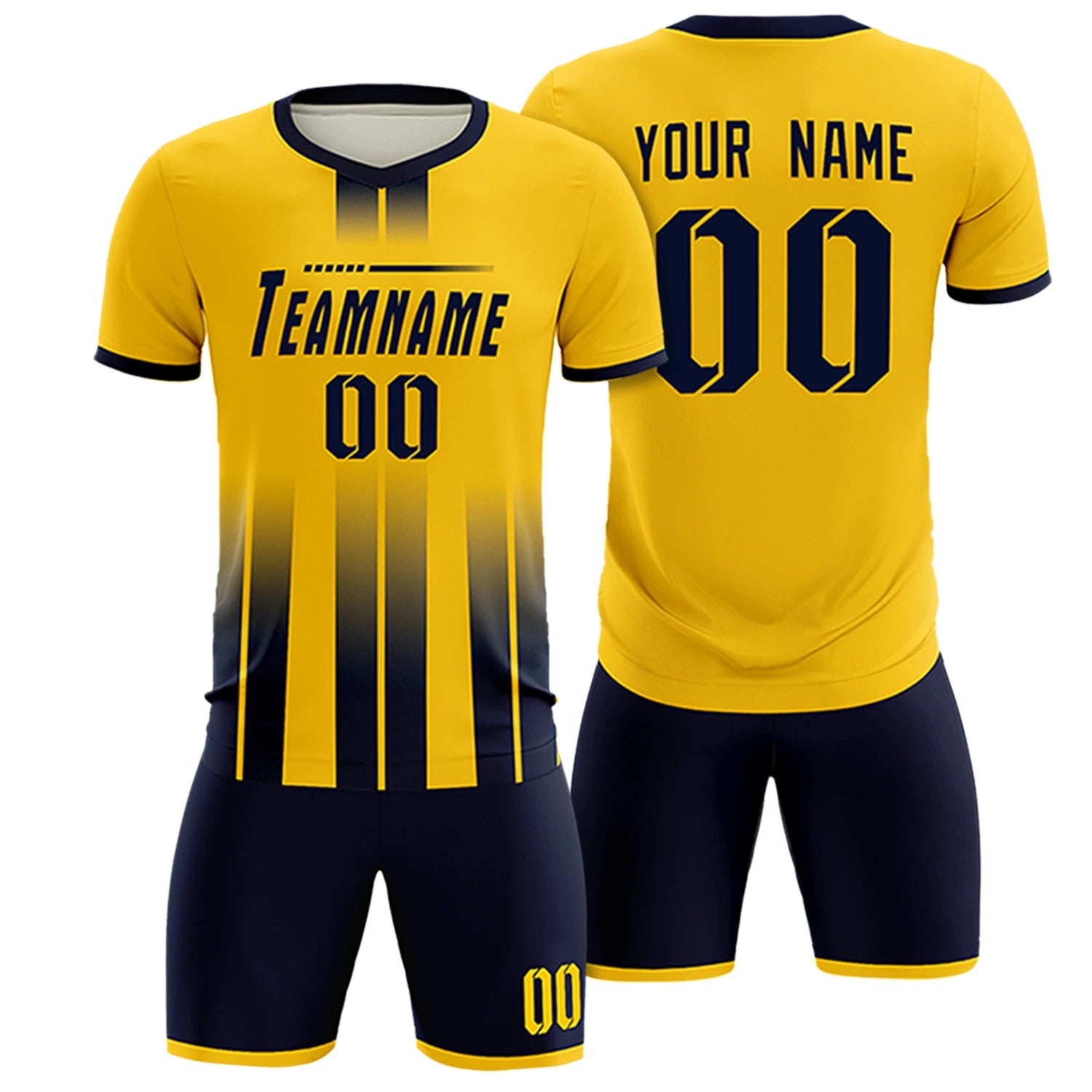 Custom Gold01 Navy Vertical Training Uniform Soccer Sets Jersey