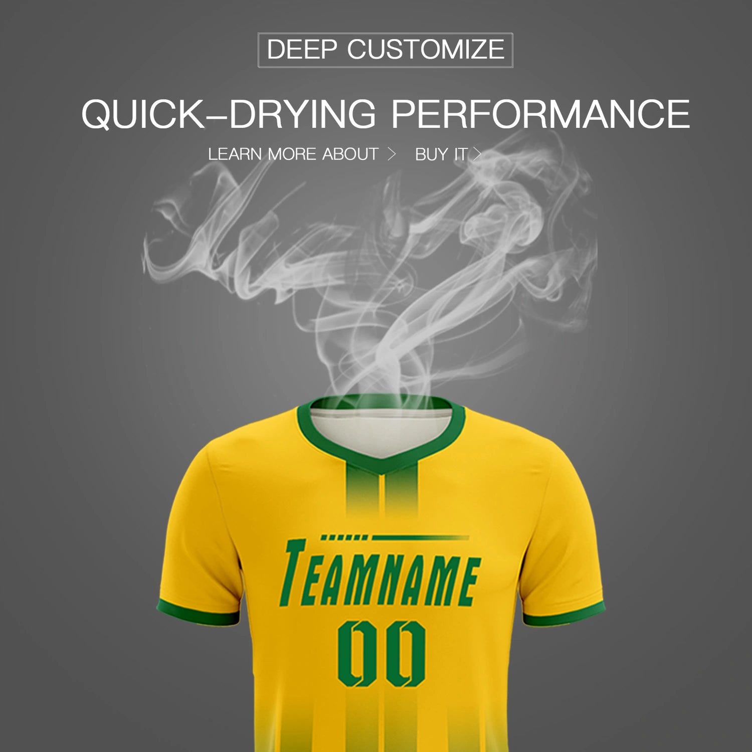 Custom Gold01 Kelly Green Vertical Training Uniform Soccer Sets Jersey