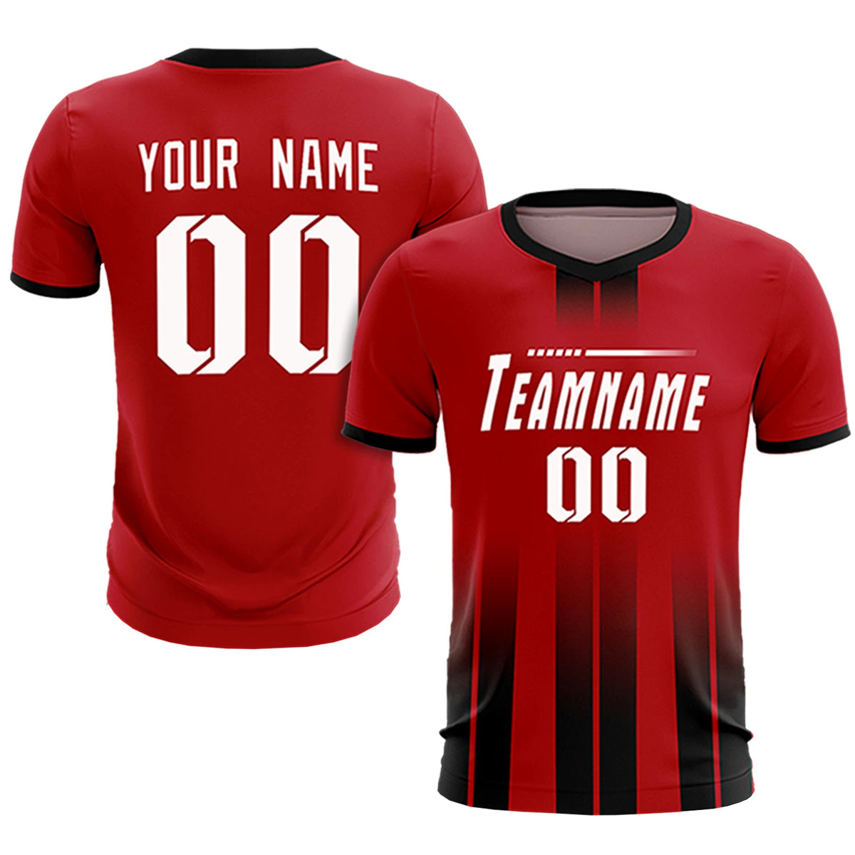 Custom Red Black Vertical Training Uniform Soccer Sets Jersey