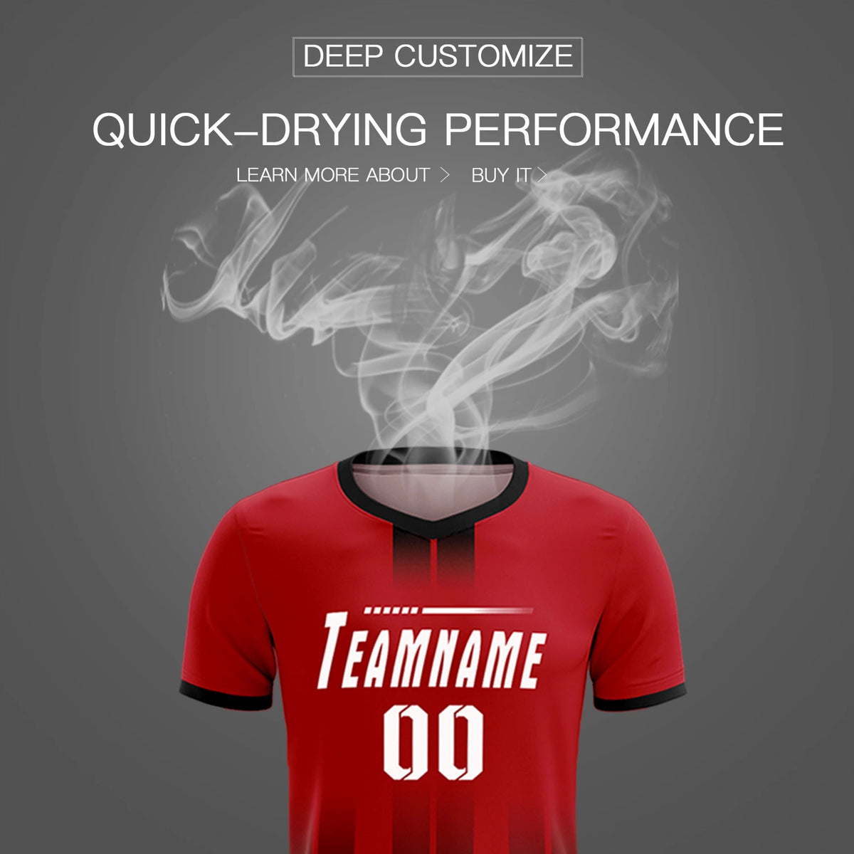 Custom Red Black Vertical Training Uniform Soccer Sets Jersey