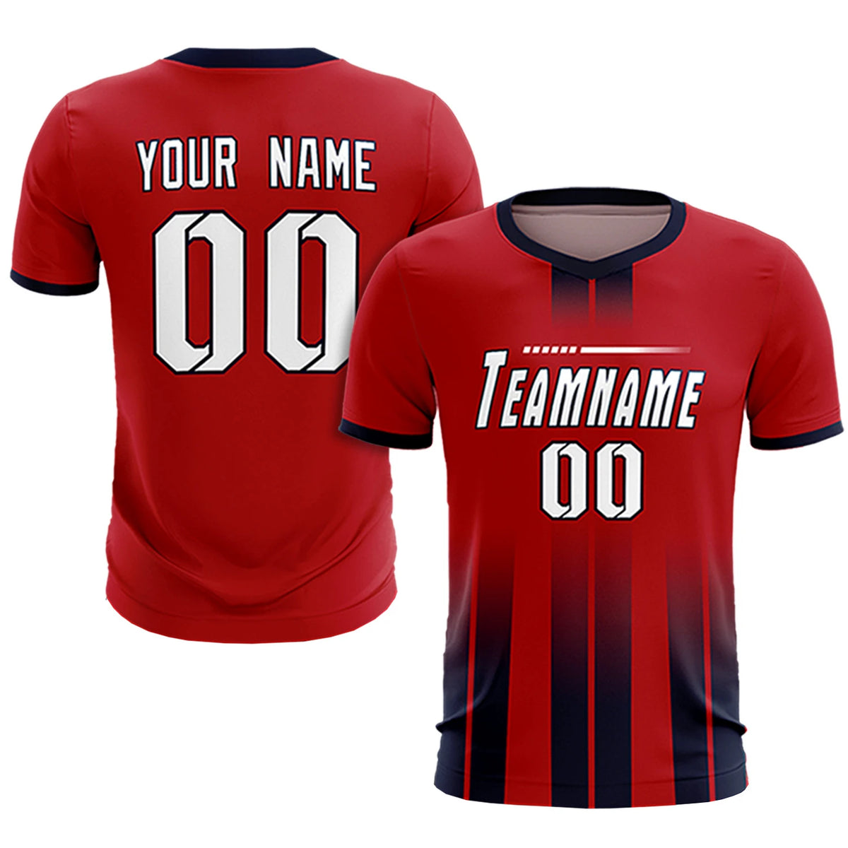 Custom Red Navy Vertical Training Uniform Soccer Sets Jersey