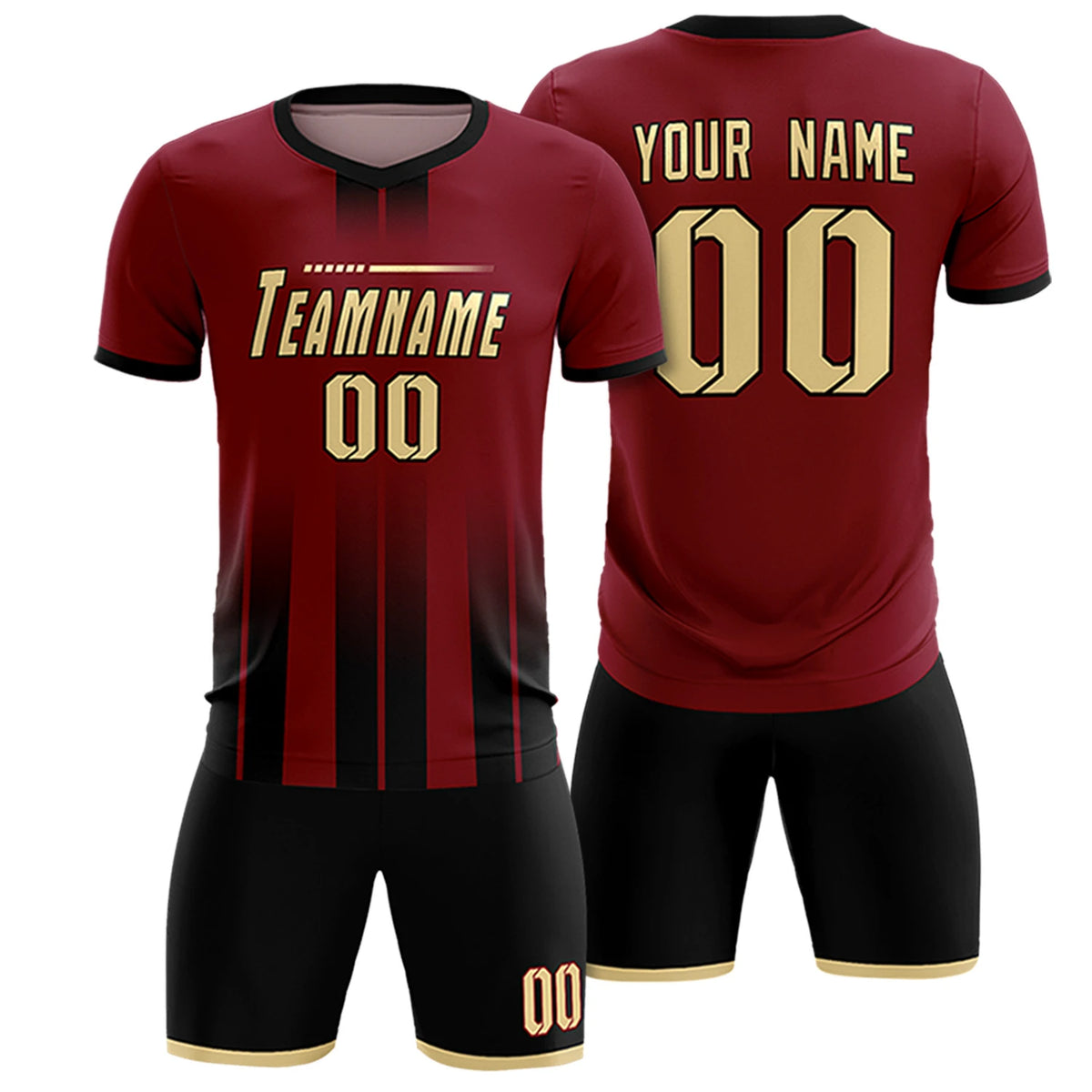 Custom Crimson Black Vertical Training Uniform Soccer Sets Jersey