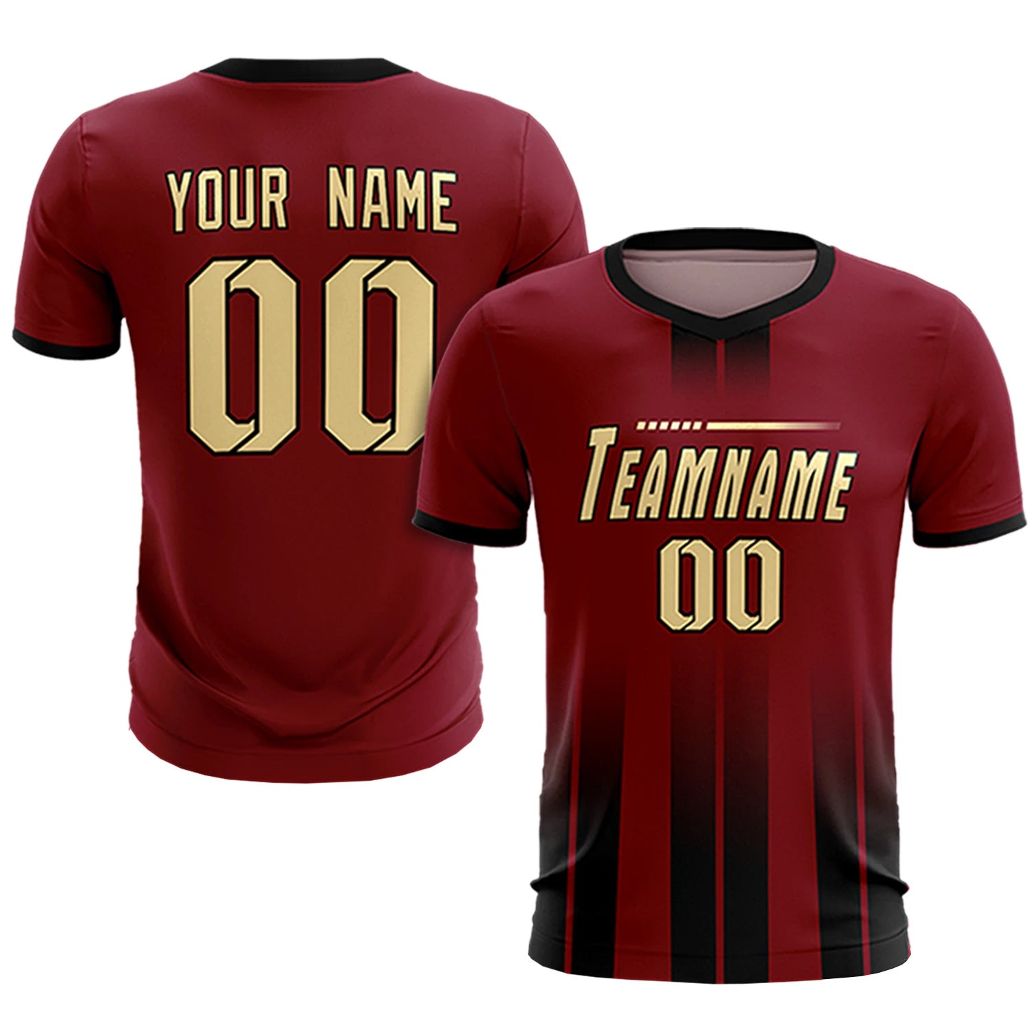 Custom Crimson Black Vertical Training Uniform Soccer Sets Jersey