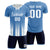 Custom Light Blue White Vertical Training Uniform Soccer Sets Jersey