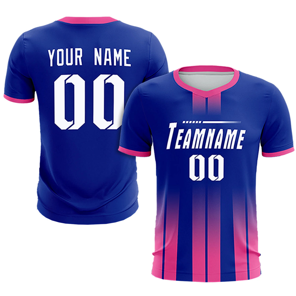 Custom Royal Blue Pink Vertical Training Uniform Soccer Sets Jersey