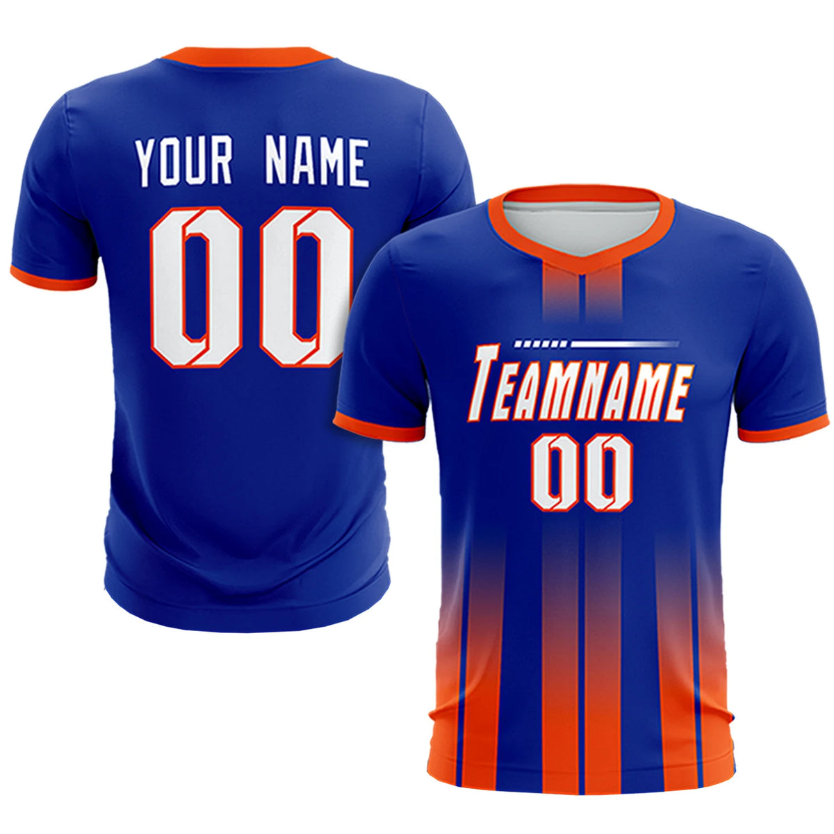 Custom Royal Blue Orange Vertical Training Uniform Soccer Sets Jersey