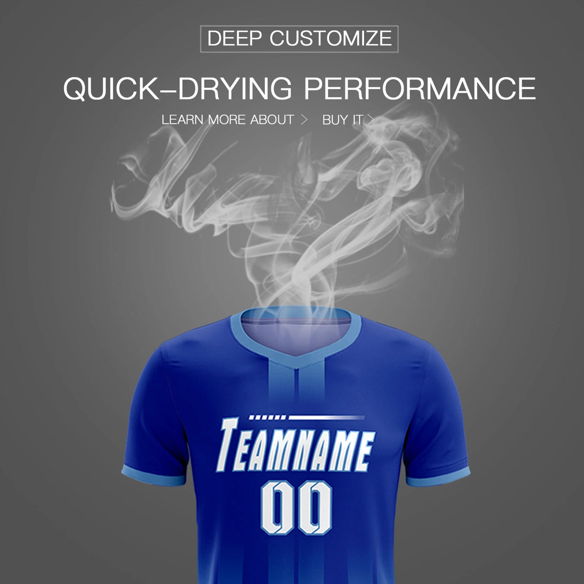 Custom Royal Blue Light Blue Vertical Training Uniform Soccer Sets Jersey