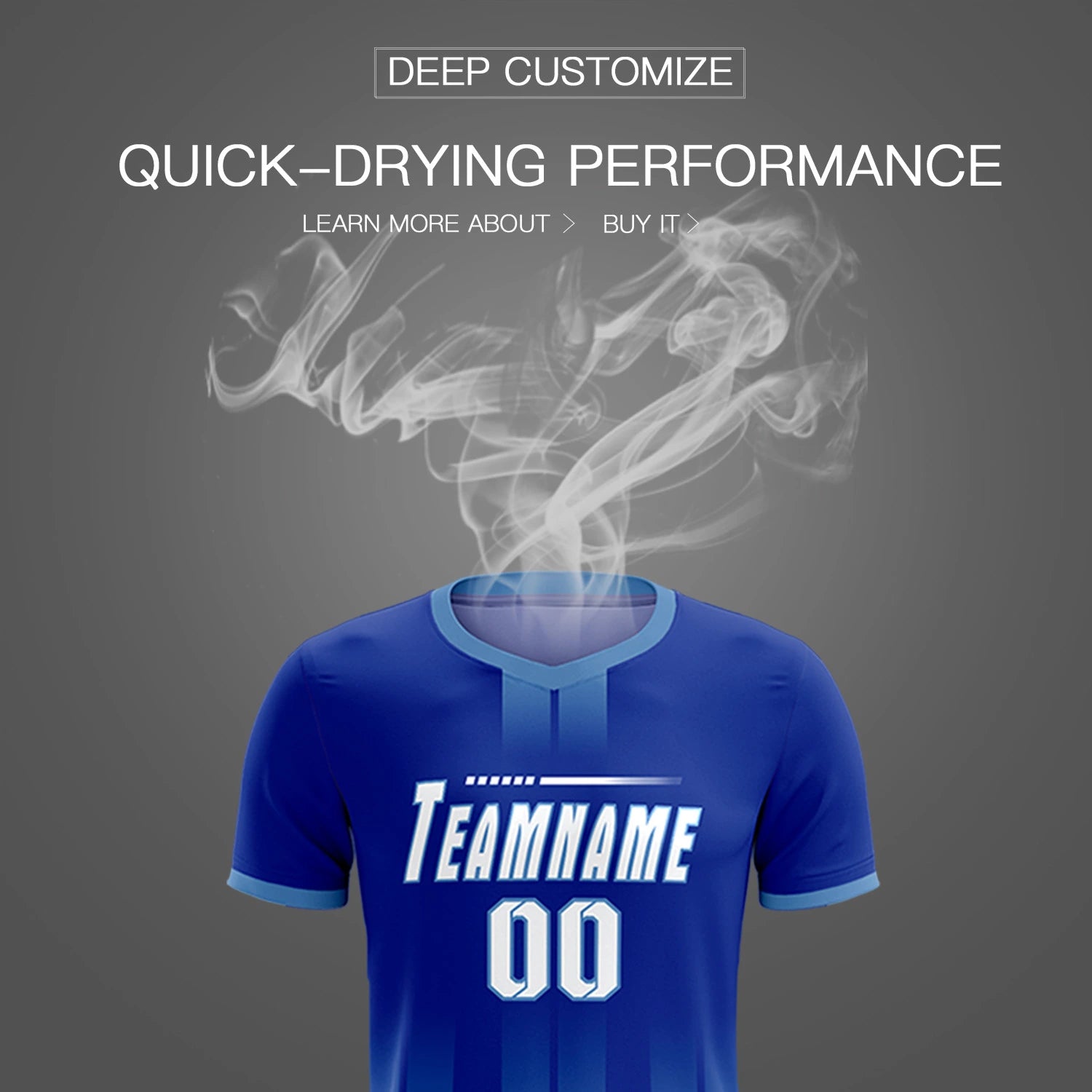 Custom Royal Blue Light Blue Vertical Training Uniform Soccer Sets Jersey