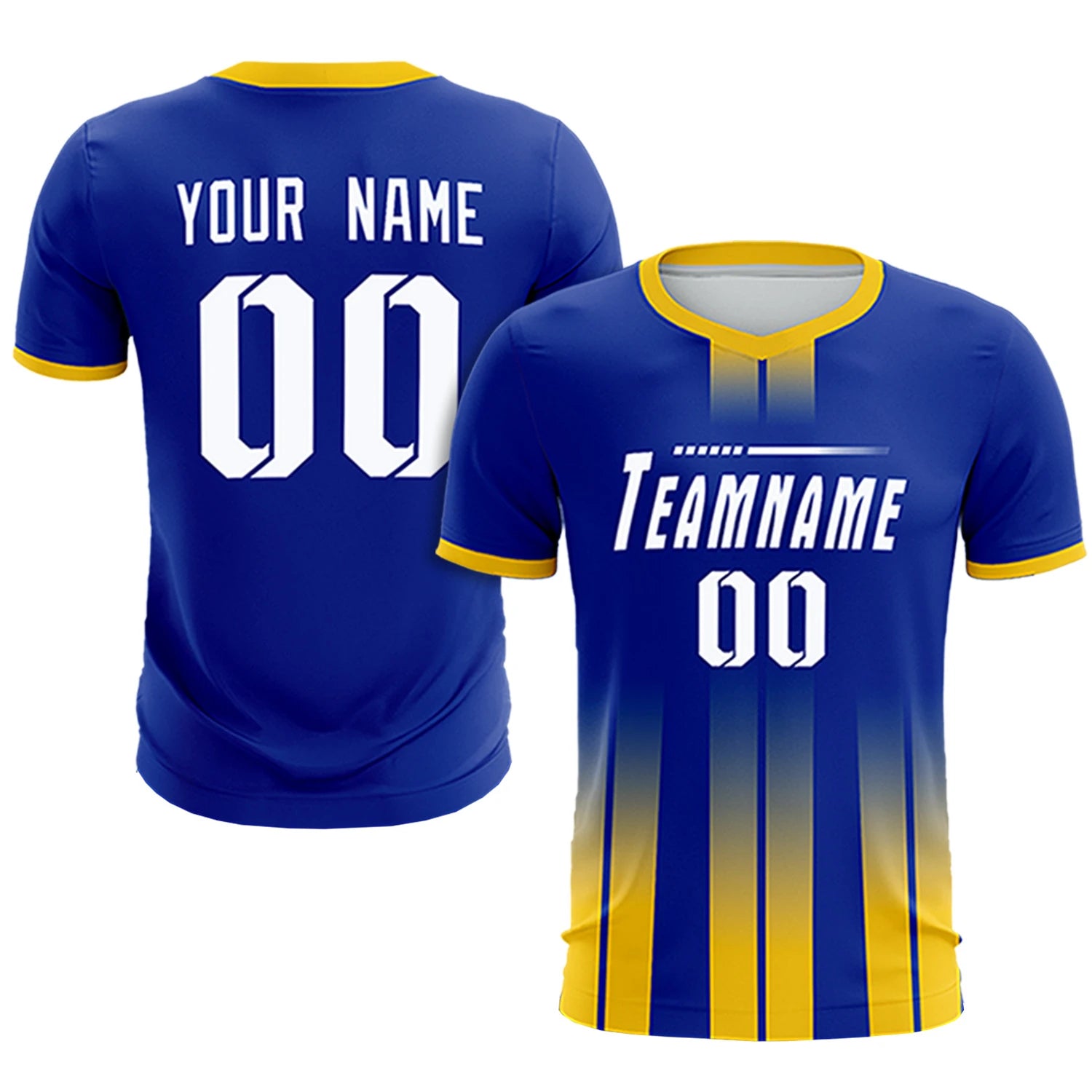 Custom Royal Blue Gold01 Vertical Training Uniform Soccer Sets Jersey