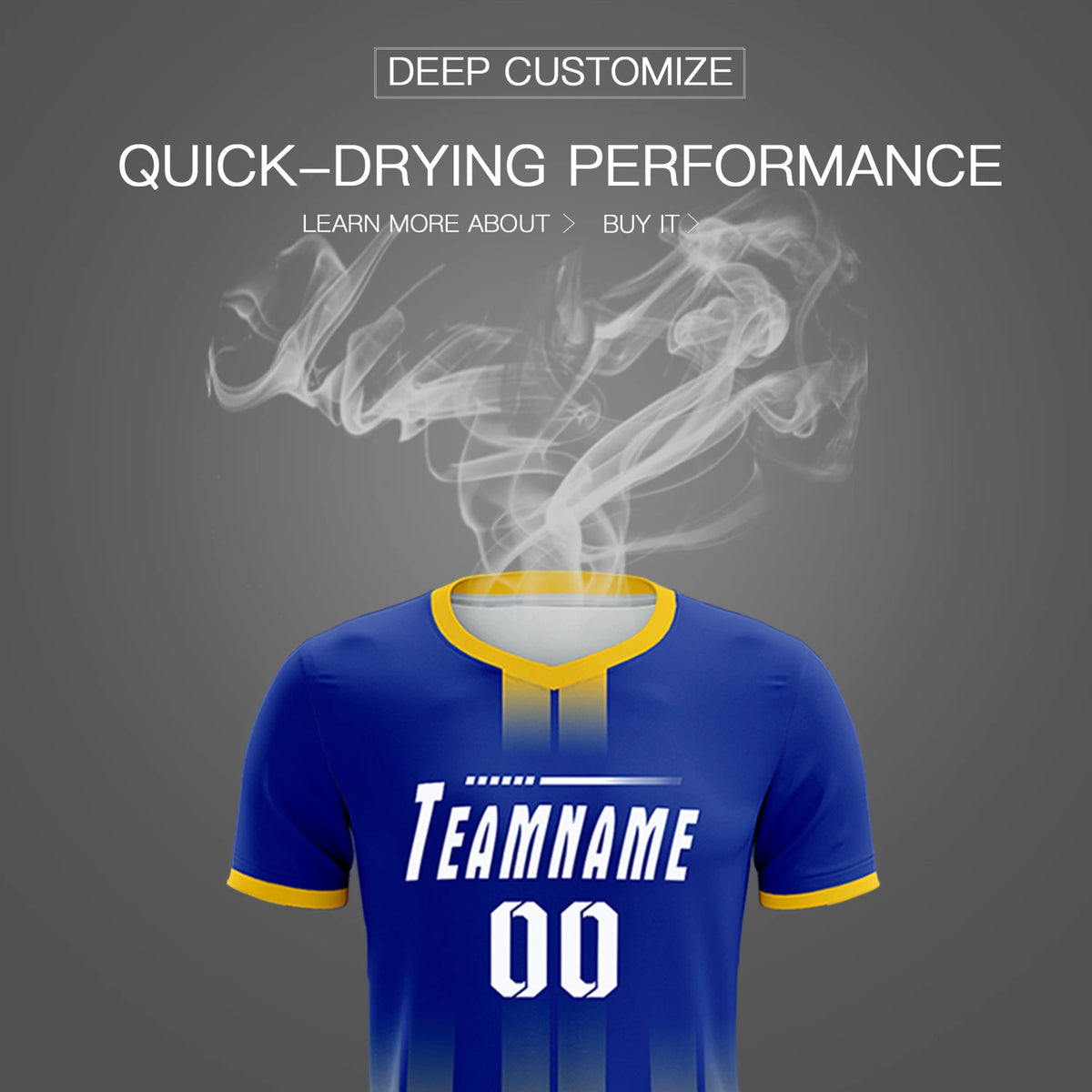 Custom Royal Blue Gold01 Vertical Training Uniform Soccer Sets Jersey
