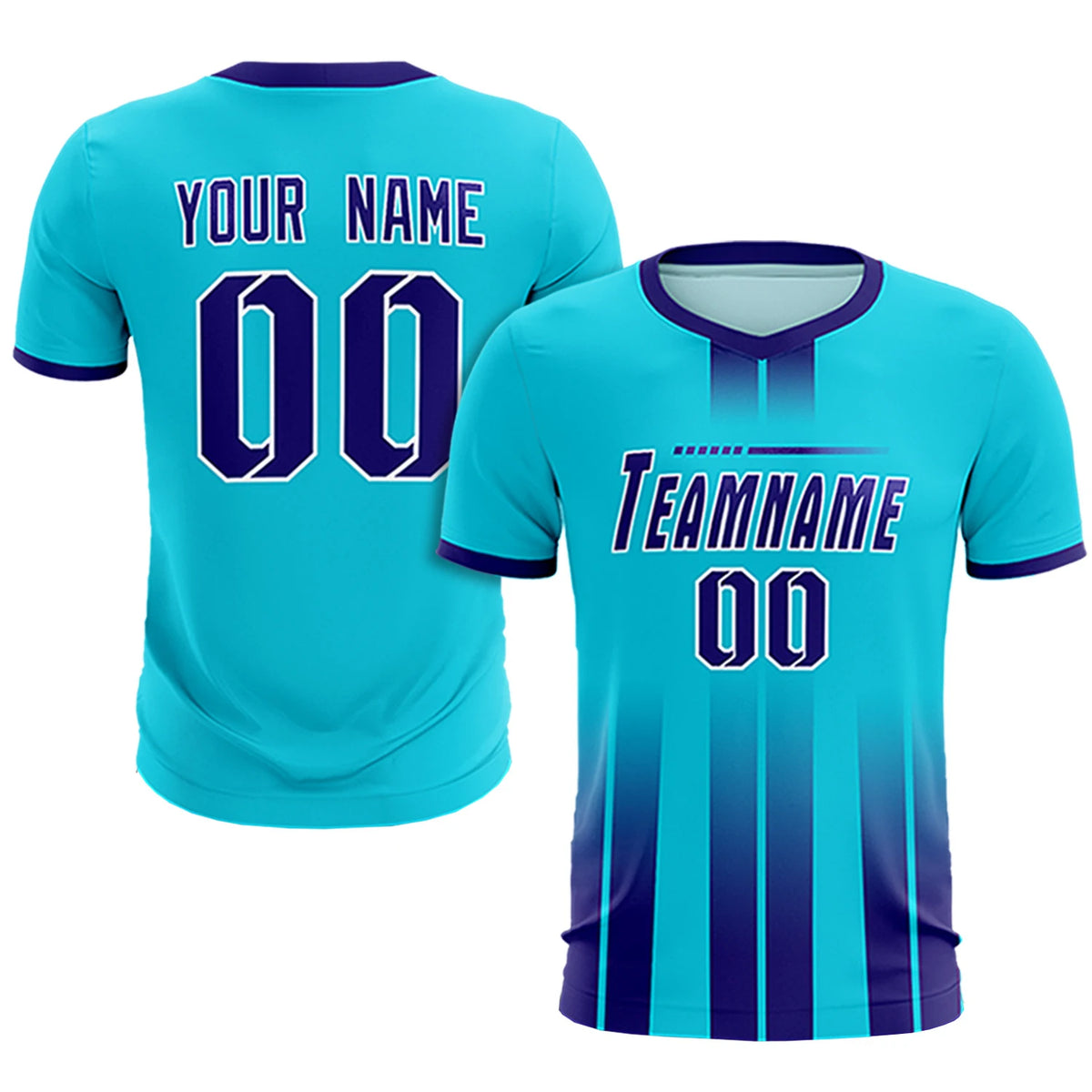 Custom Sky Blue Purple Vertical Training Uniform Soccer Sets Jersey