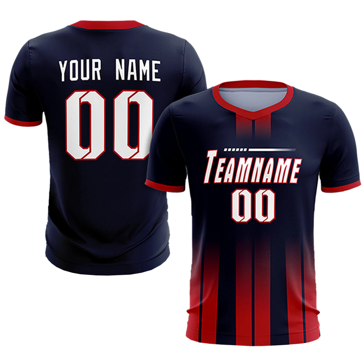 Custom Navy Red Vertical Training Uniform Soccer Sets Jersey