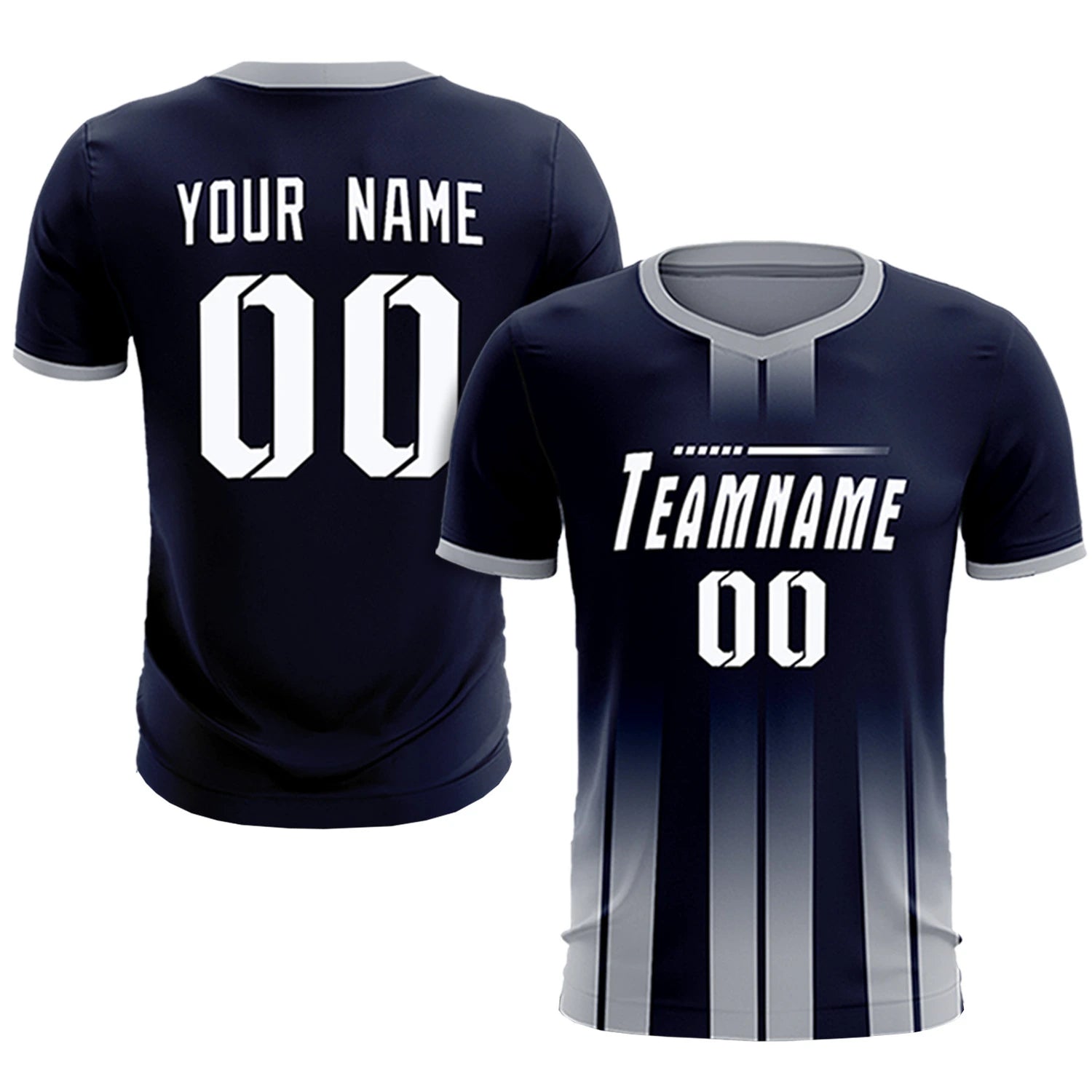 Custom Navy Gray Vertical Training Uniform Soccer Sets Jersey