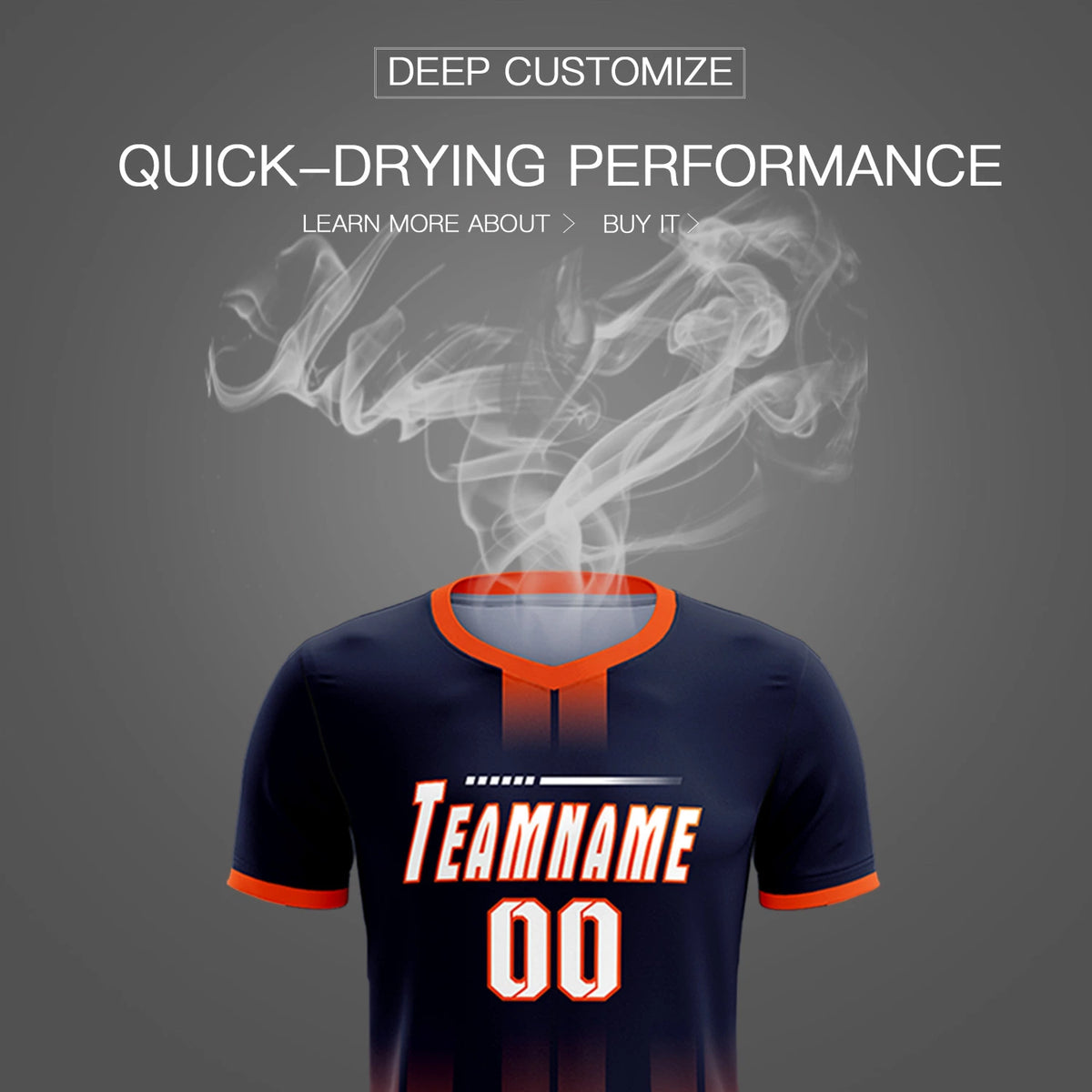 Custom Navy Orange Vertical Training Uniform Soccer Sets Jersey