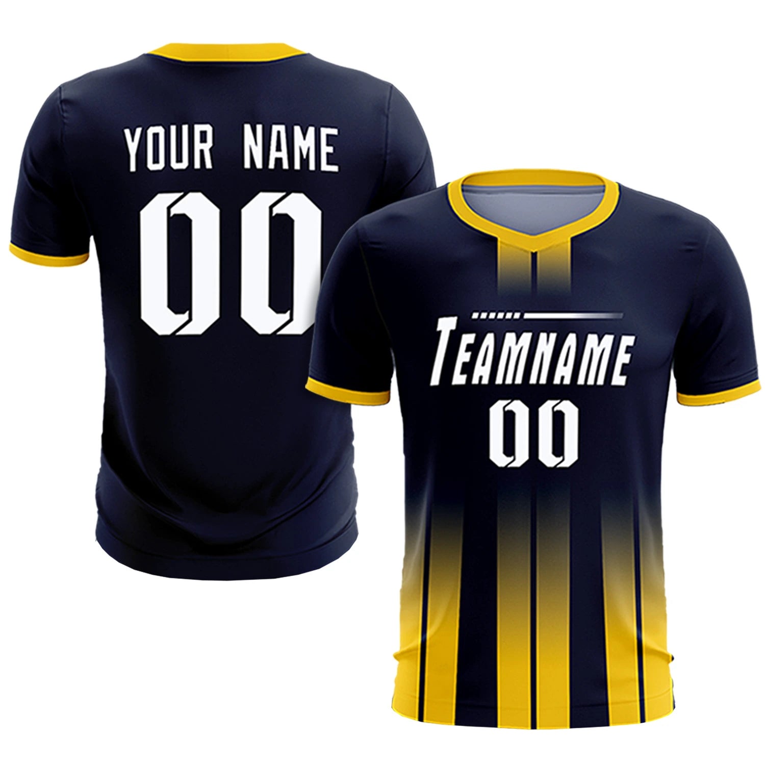 Custom Navy Gold01 Vertical Training Uniform Soccer Sets Jersey