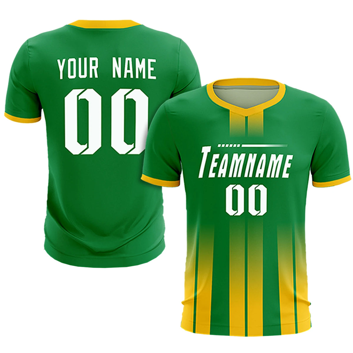 Custom Kelly Green Gold01 Vertical Training Uniform Soccer Sets Jersey