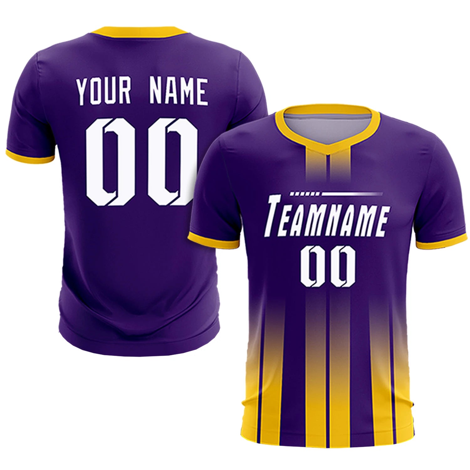 Custom Purple Gold01 Vertical Training Uniform Soccer Sets Jersey