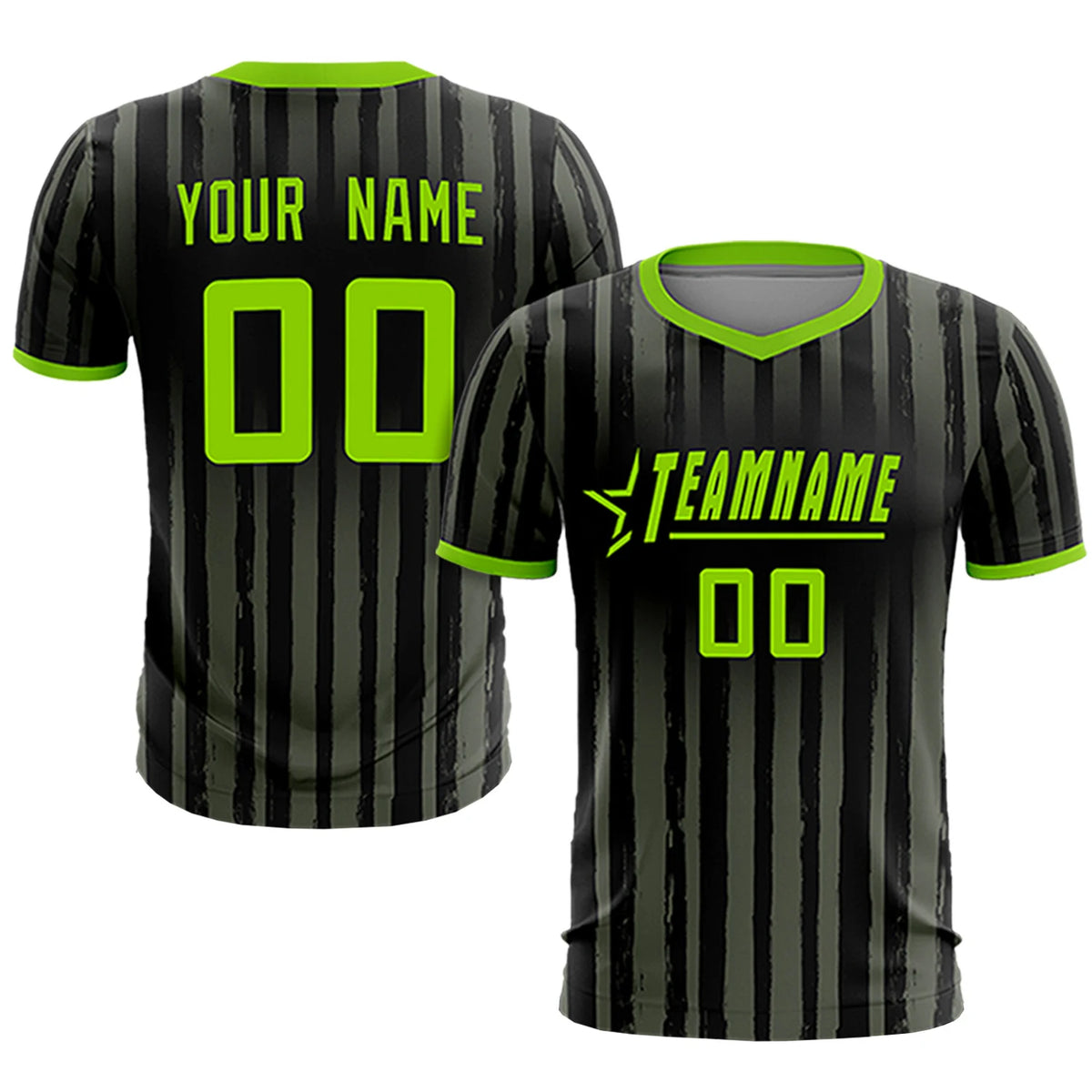 Custom Black Neon Green Breathable Soccer Sets Jersey