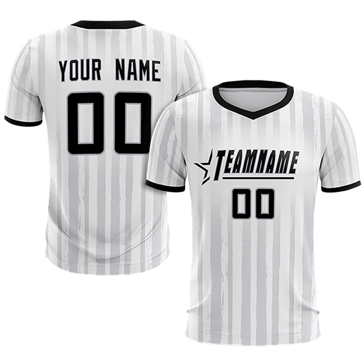 Custom White Black Breathable Soccer Sets Jersey