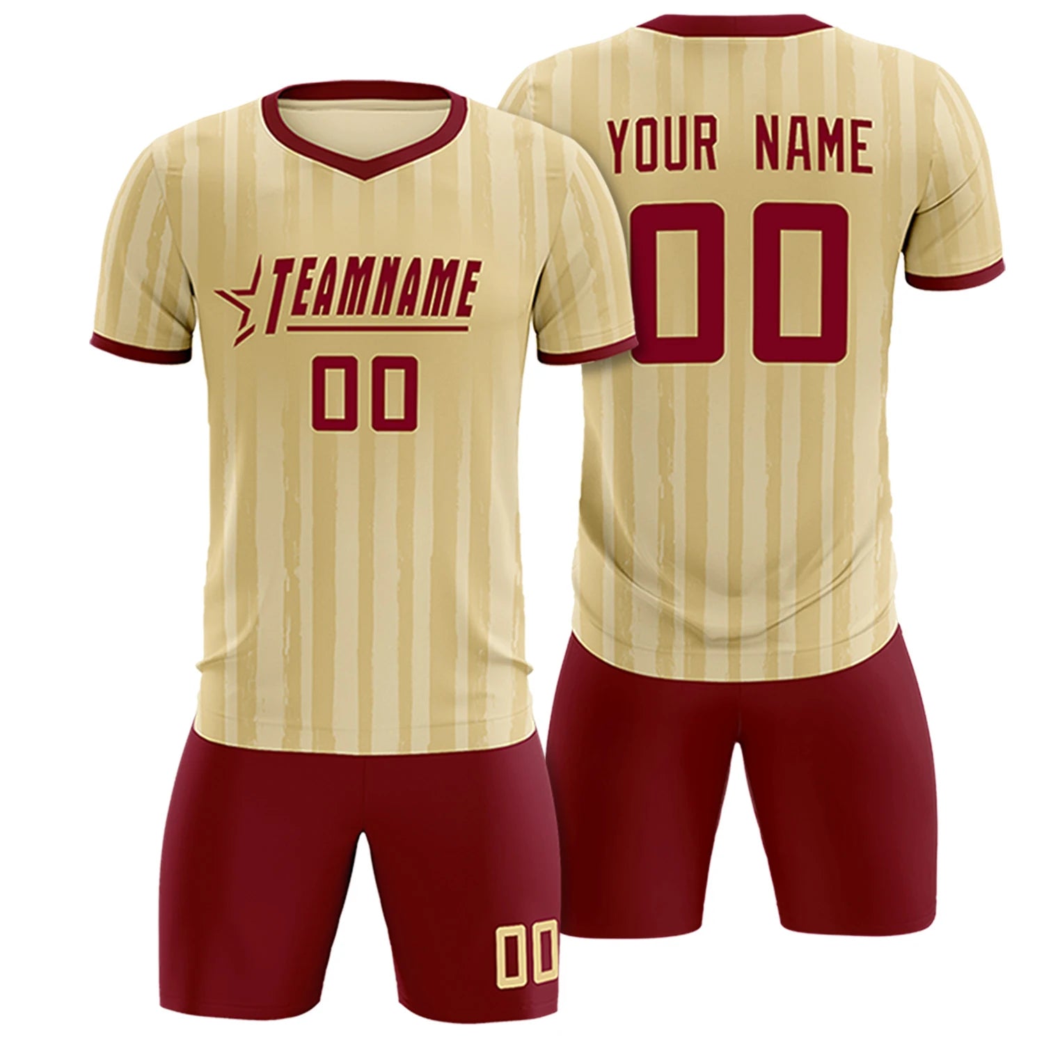 Custom Khaki Crimson Breathable Soccer Sets Jersey