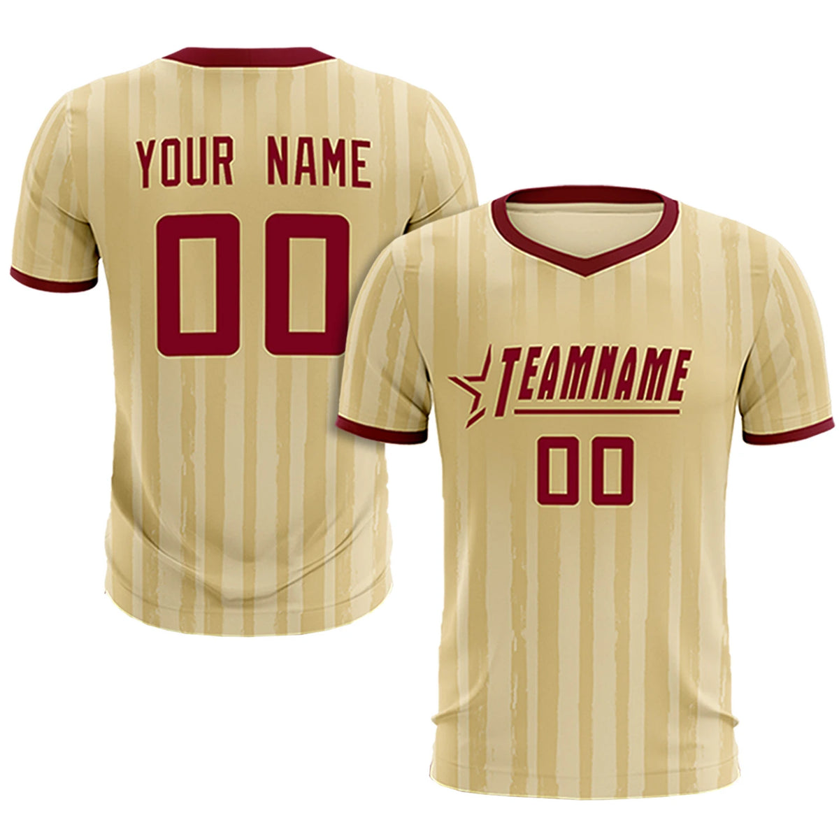 Custom Khaki Crimson Breathable Soccer Sets Jersey