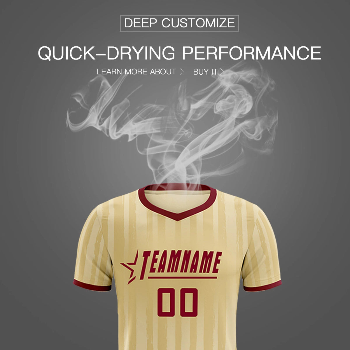 Custom Khaki Crimson Breathable Soccer Sets Jersey