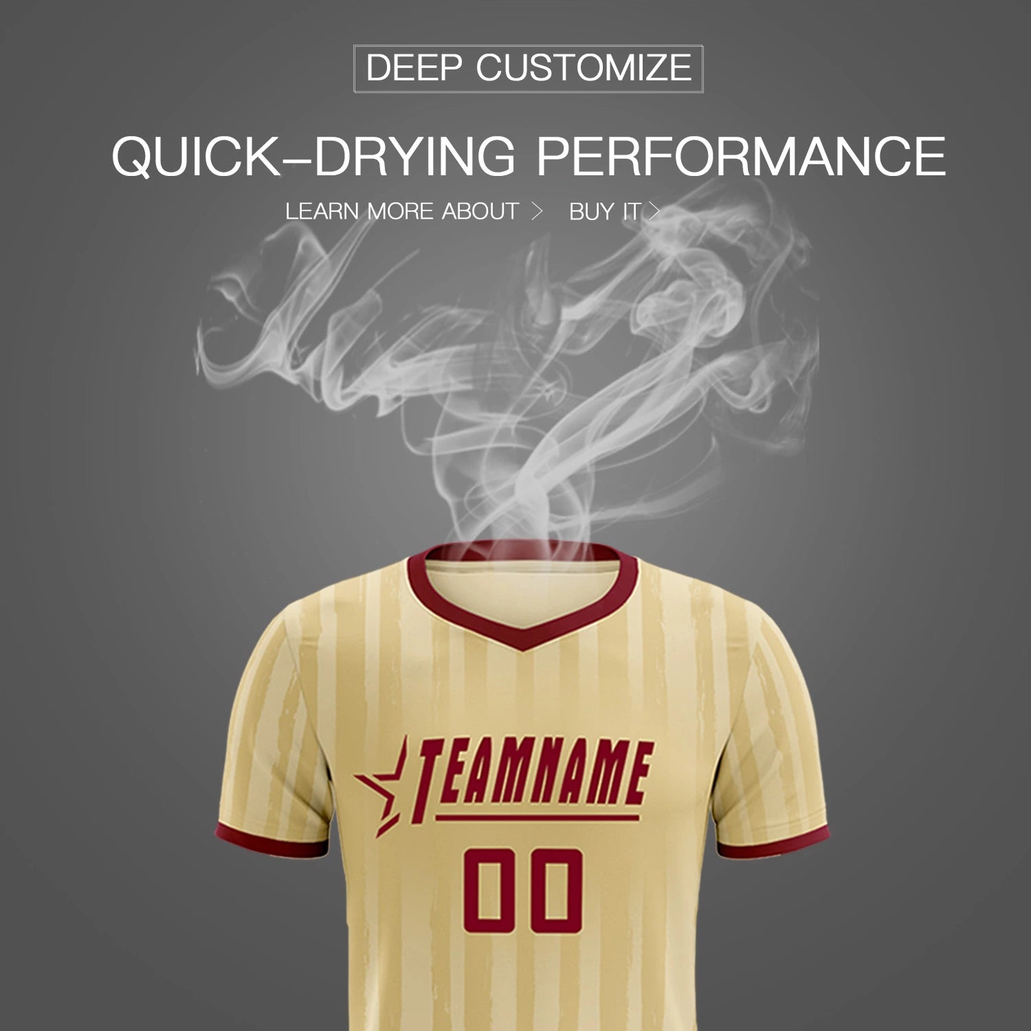 Custom Khaki Crimson Breathable Soccer Sets Jersey