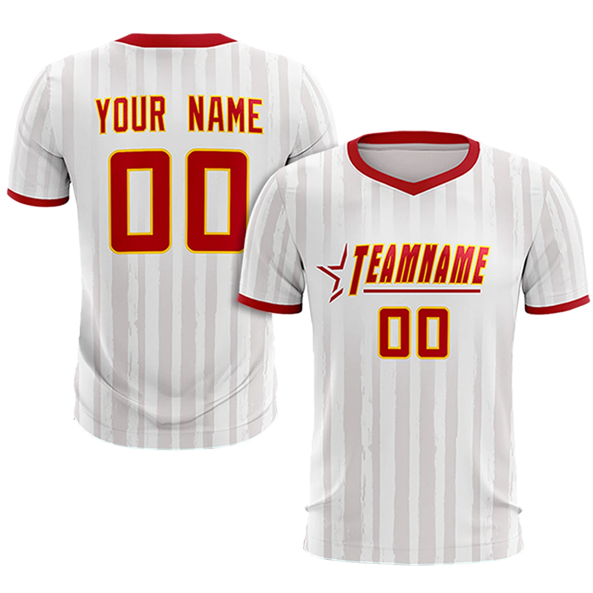 Custom White Red Breathable Soccer Sets Jersey