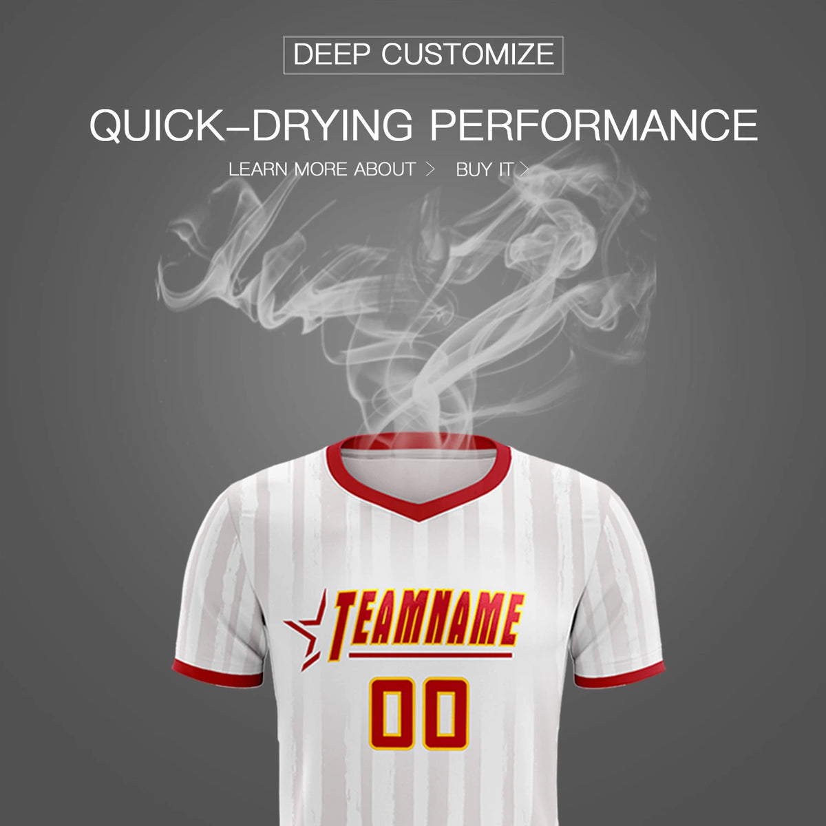 Custom White Red Breathable Soccer Sets Jersey