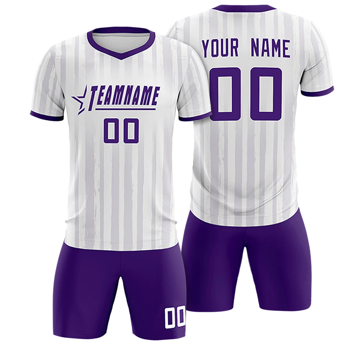 Custom White Purple Breathable Soccer Sets Jersey