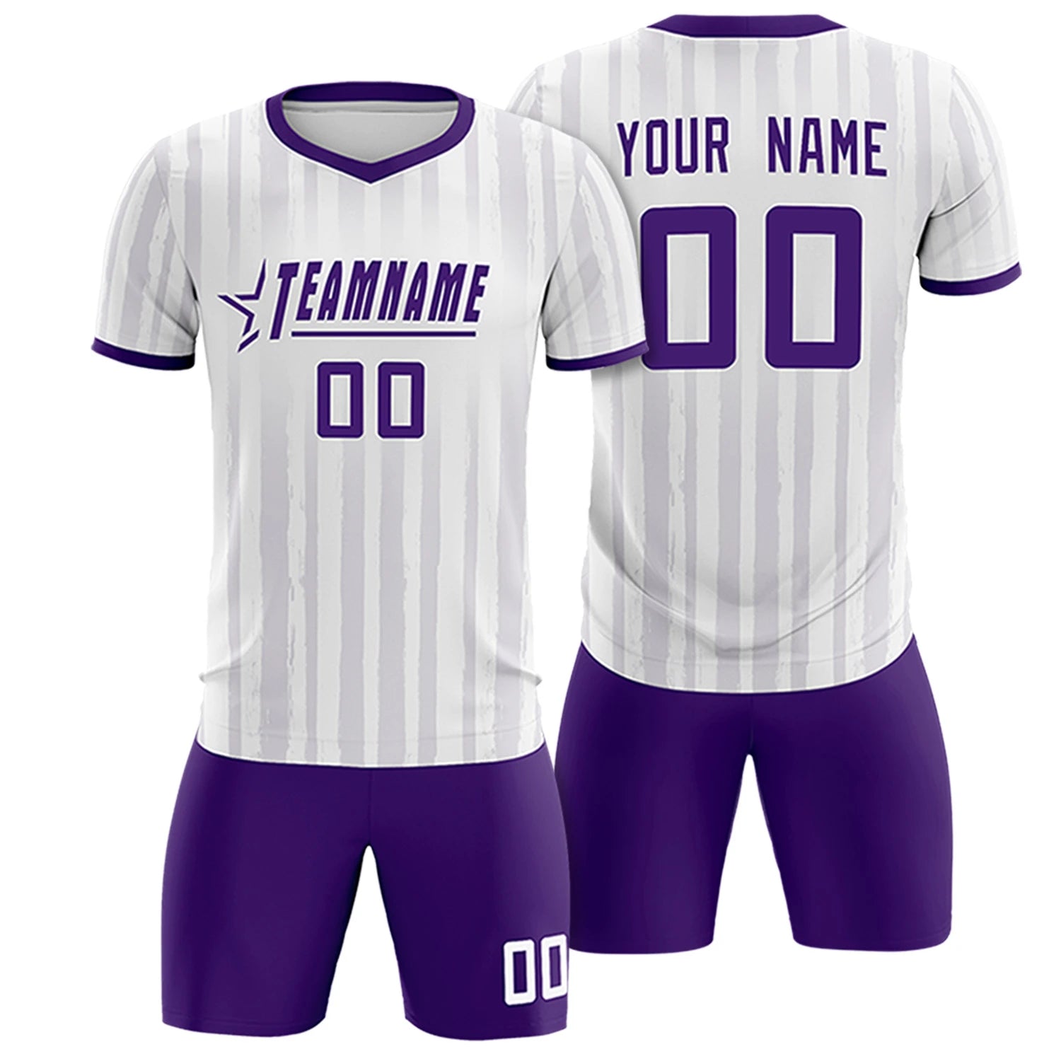 Custom White Purple Breathable Soccer Sets Jersey