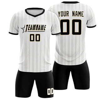 Custom White Black Breathable Soccer Sets Jersey - Style 1