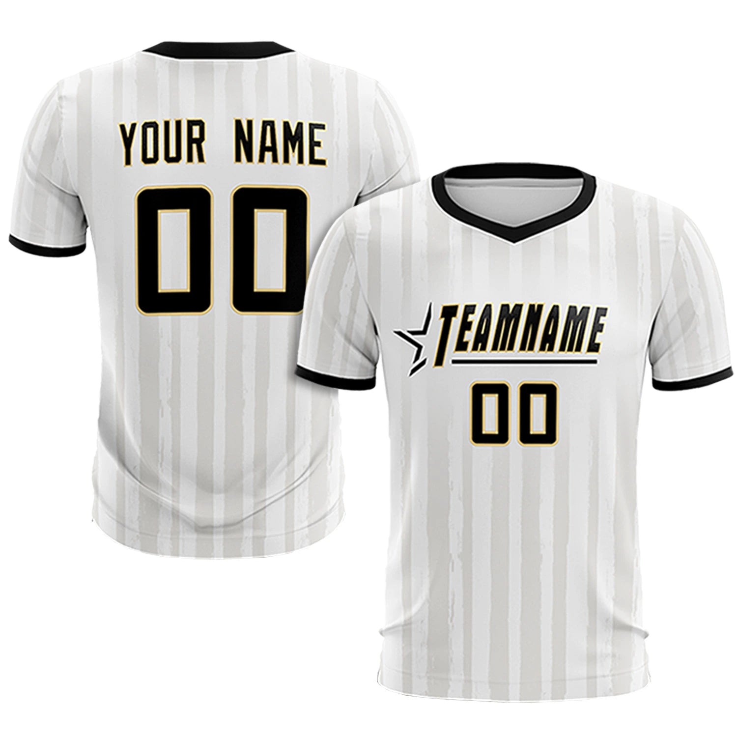 Custom White Black Breathable Soccer Sets Jersey