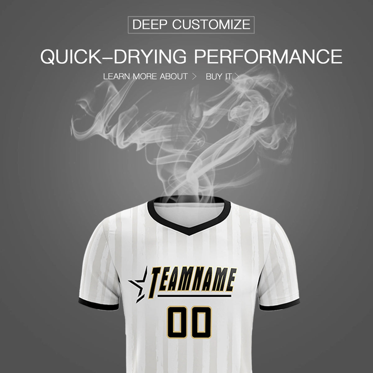 Custom White Black Breathable Soccer Sets Jersey