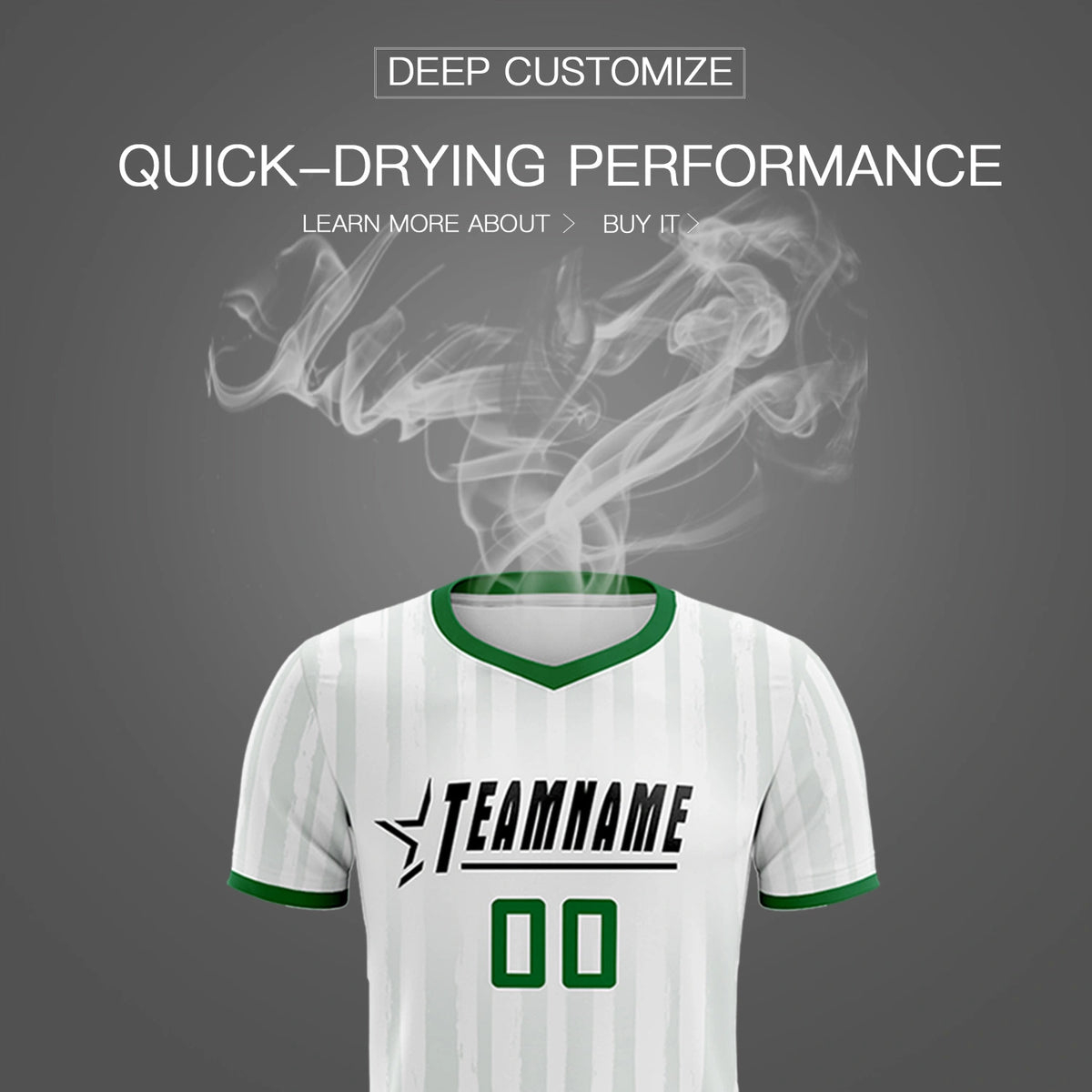 Custom White Kelly Green Breathable Soccer Sets Jersey