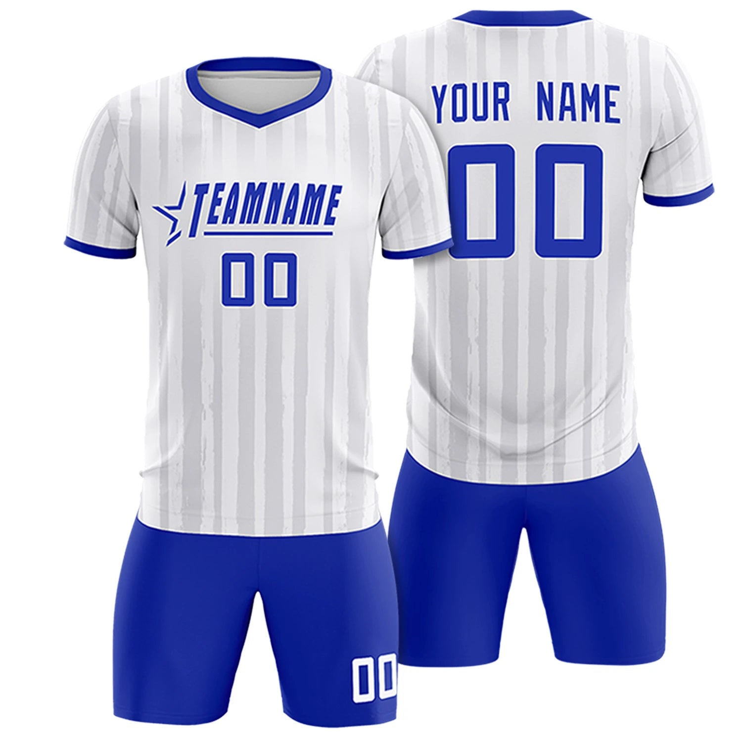 Custom White Royal Blue Breathable Soccer Sets Jersey