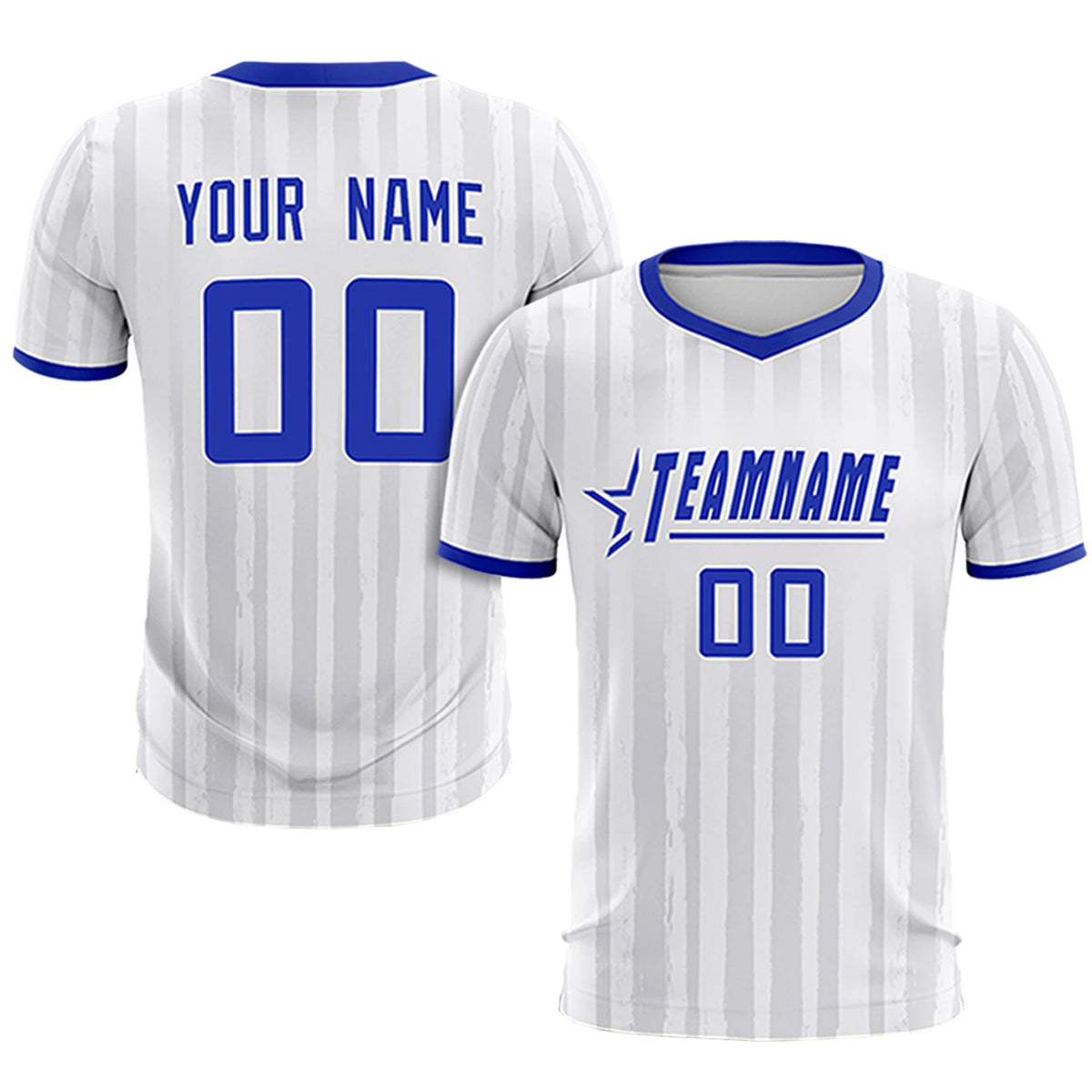 Custom White Royal Blue Breathable Soccer Sets Jersey
