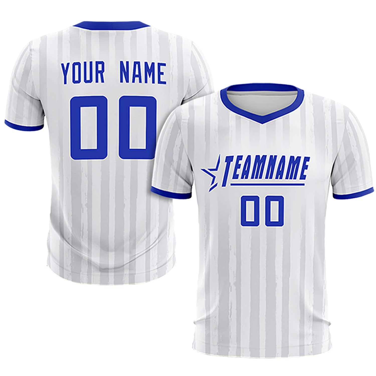 Custom White Royal Blue Breathable Soccer Sets Jersey