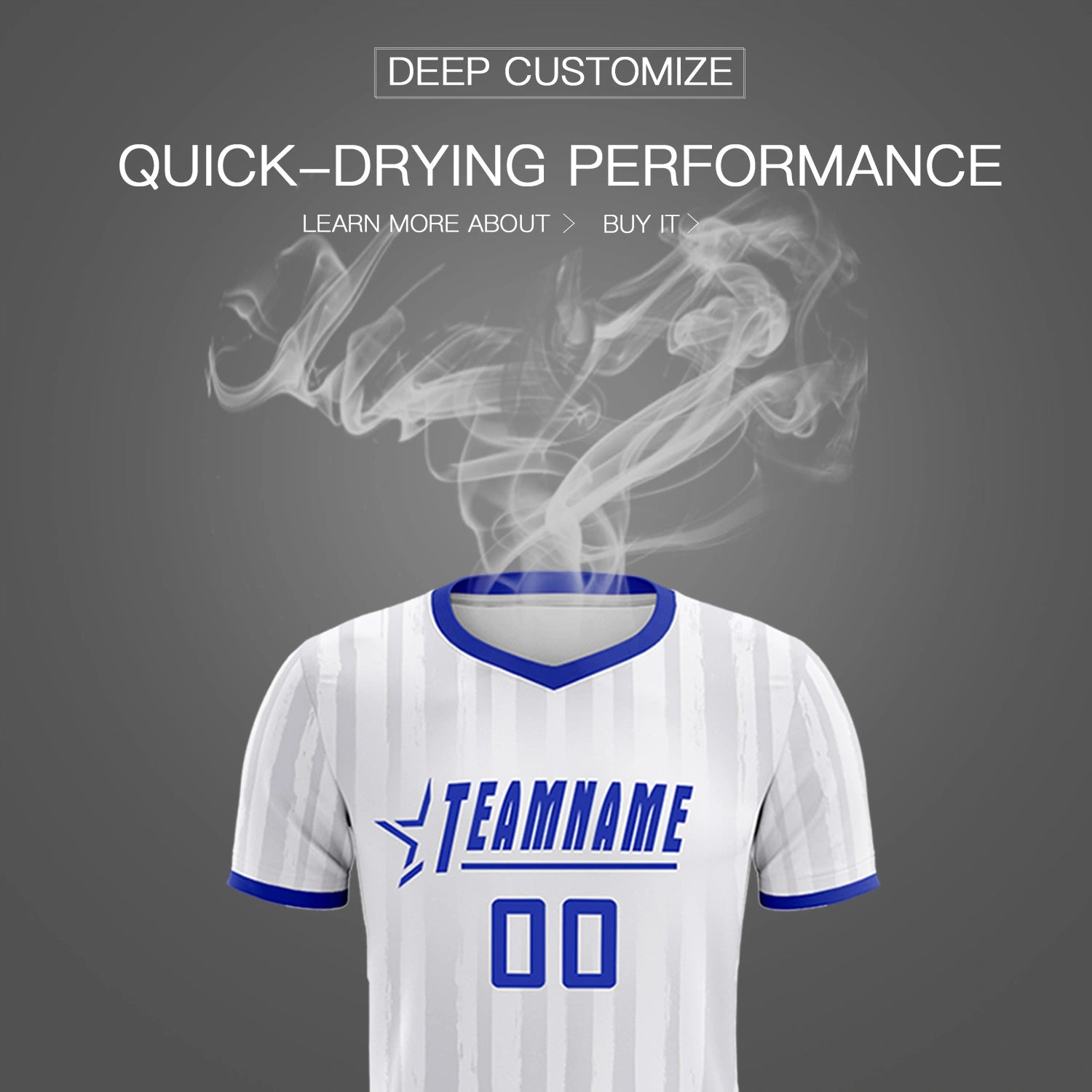 Custom White Royal Blue Breathable Soccer Sets Jersey