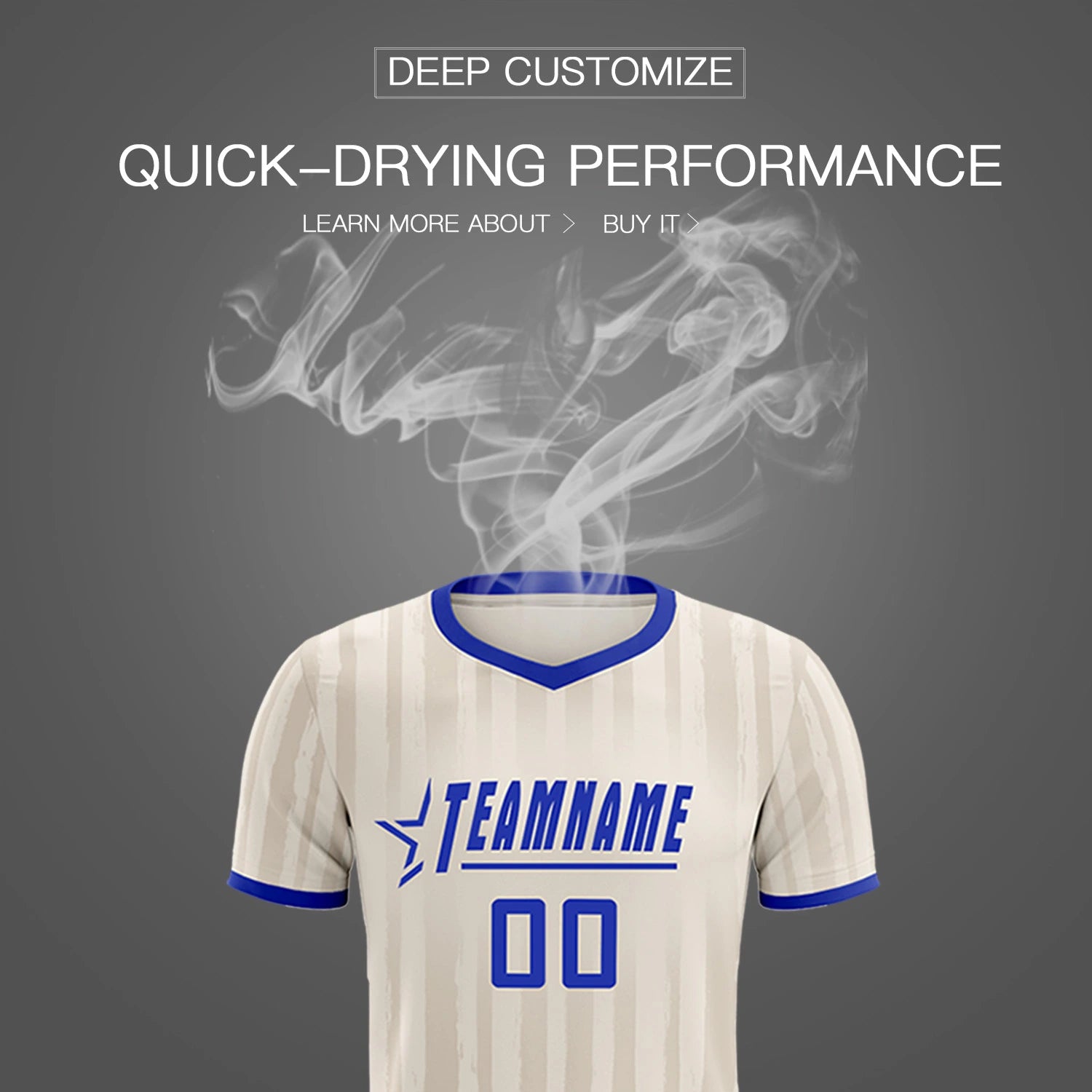 Custom Khaki Royal Blue Breathable Soccer Sets Jersey