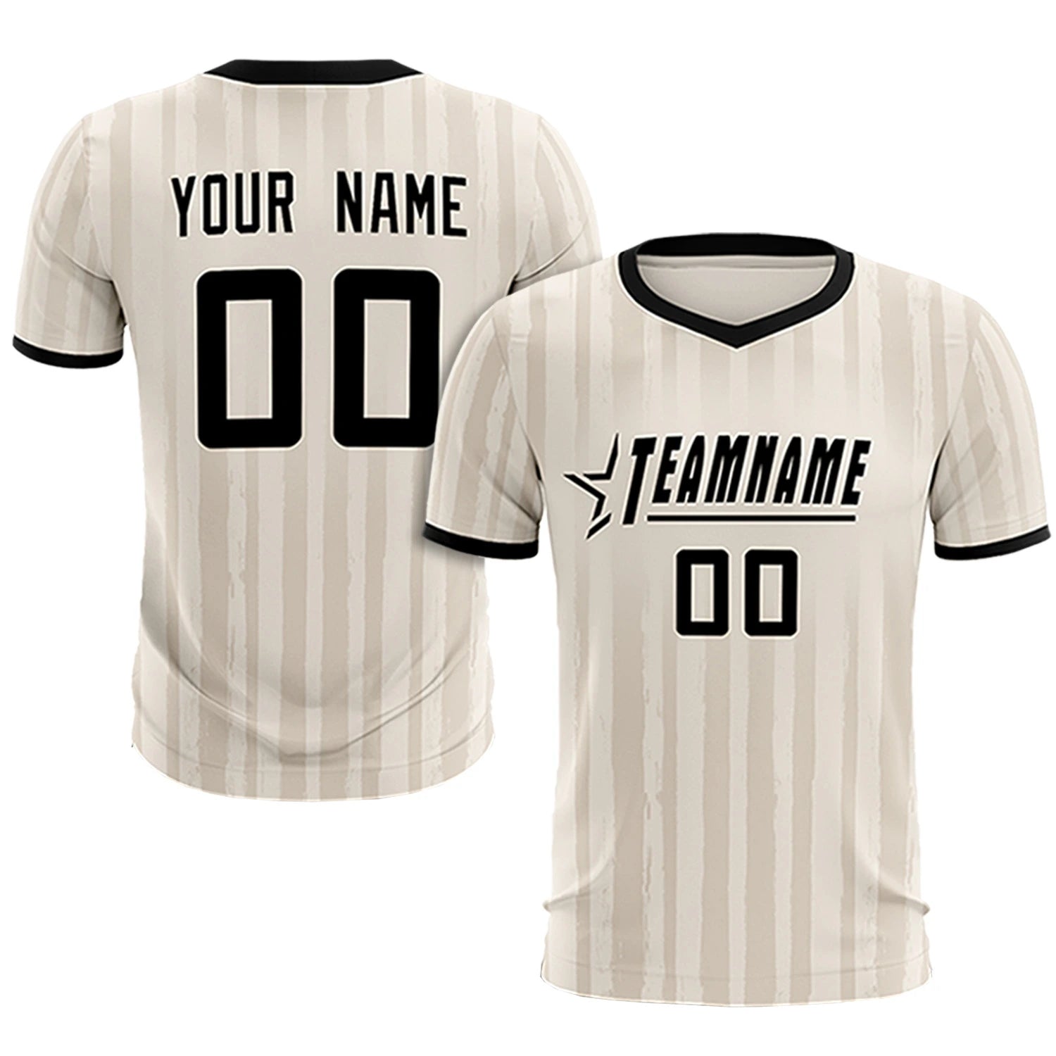 Custom Khaki Black Breathable Soccer Sets Jersey