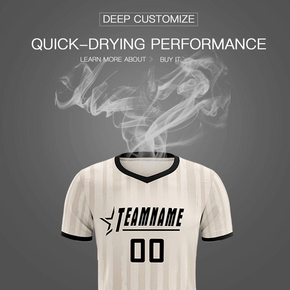 Custom Khaki Black Breathable Soccer Sets Jersey