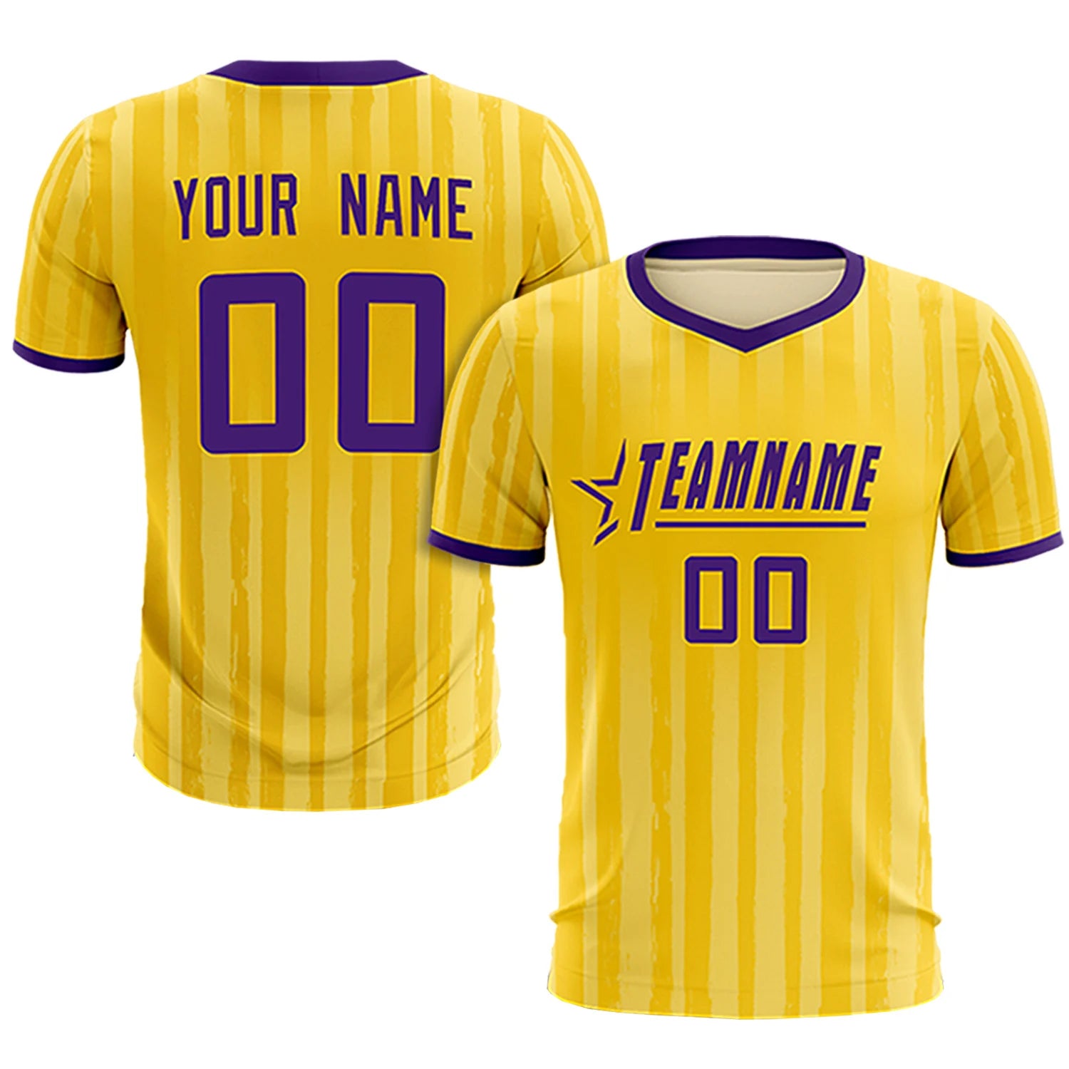 Custom Gold 01 Purple Breathable Soccer Sets Jersey