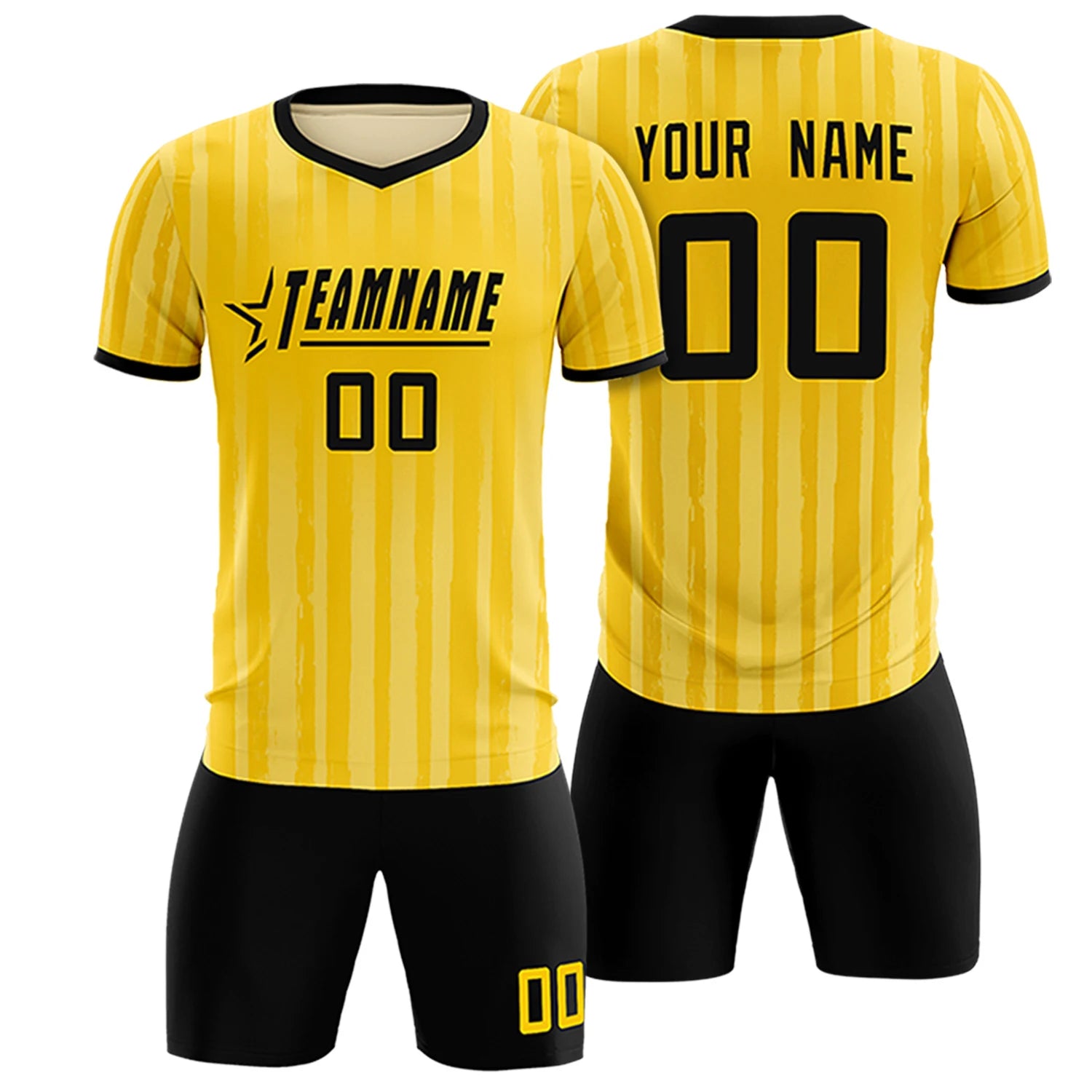 Custom Gold 01 Black Breathable Soccer Sets Jersey