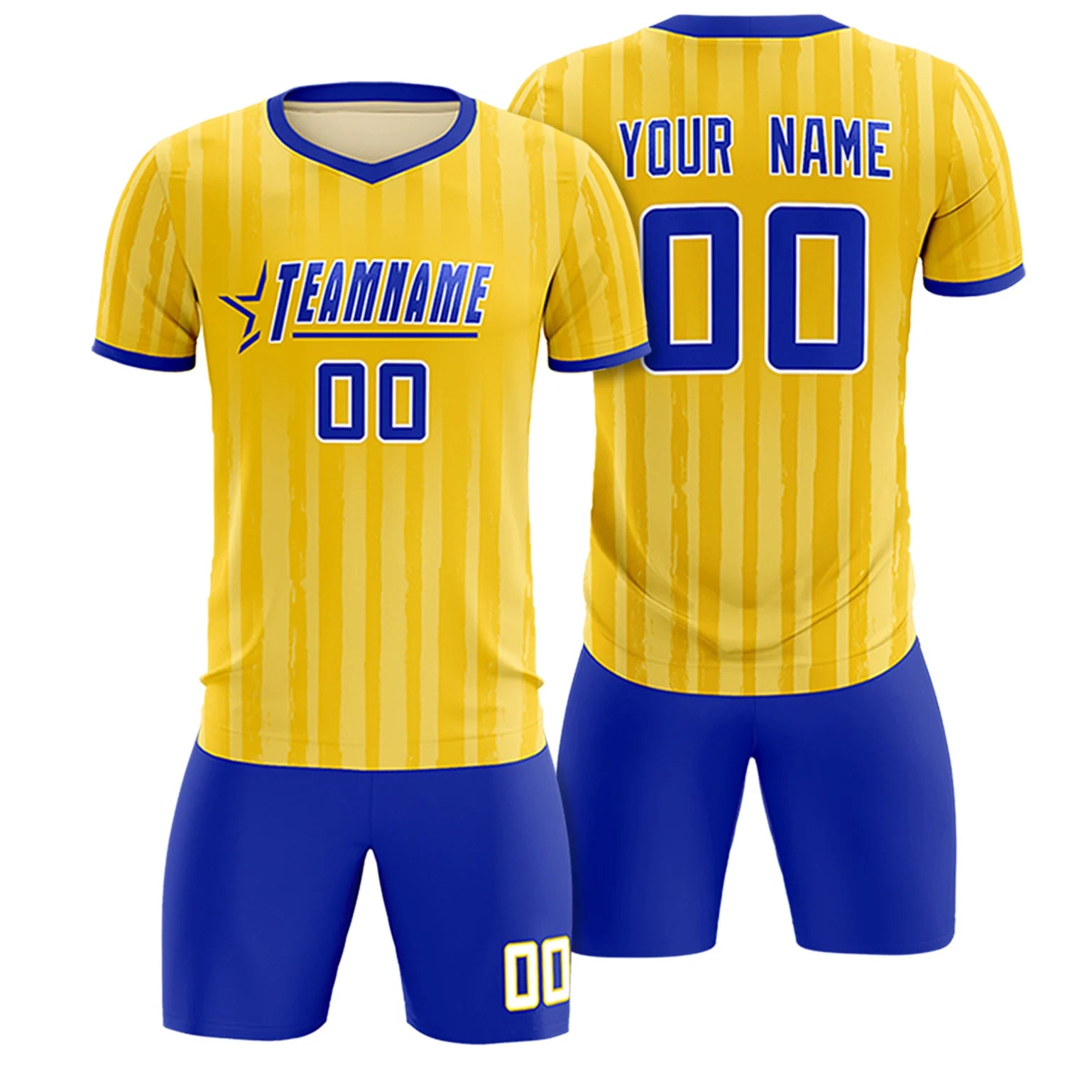 Custom Gold 01 Royal Blue Breathable Soccer Sets Jersey