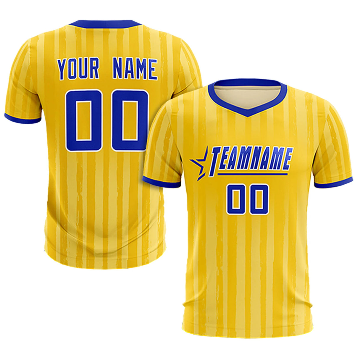 Custom Gold 01 Royal Blue Breathable Soccer Sets Jersey