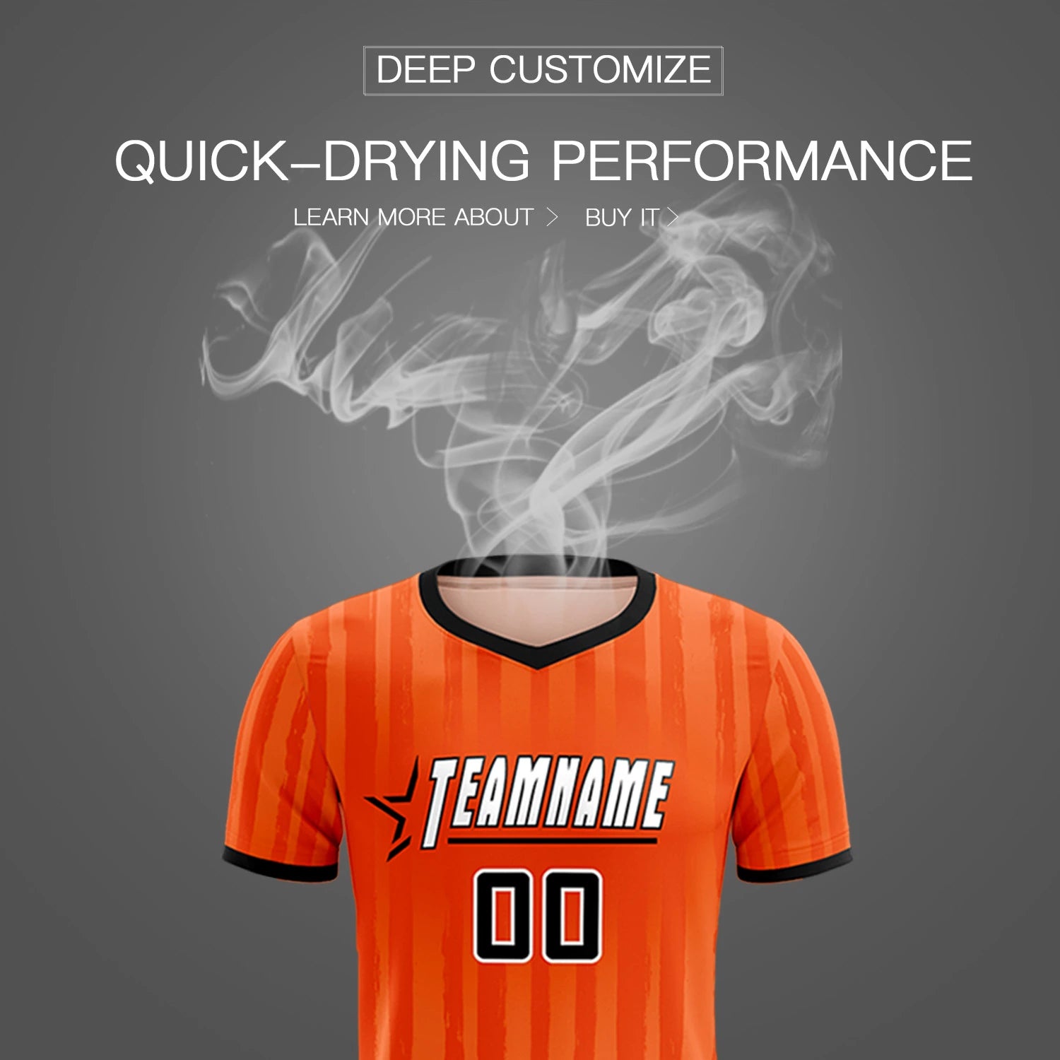 Custom Orange Black Breathable Soccer Sets Jersey