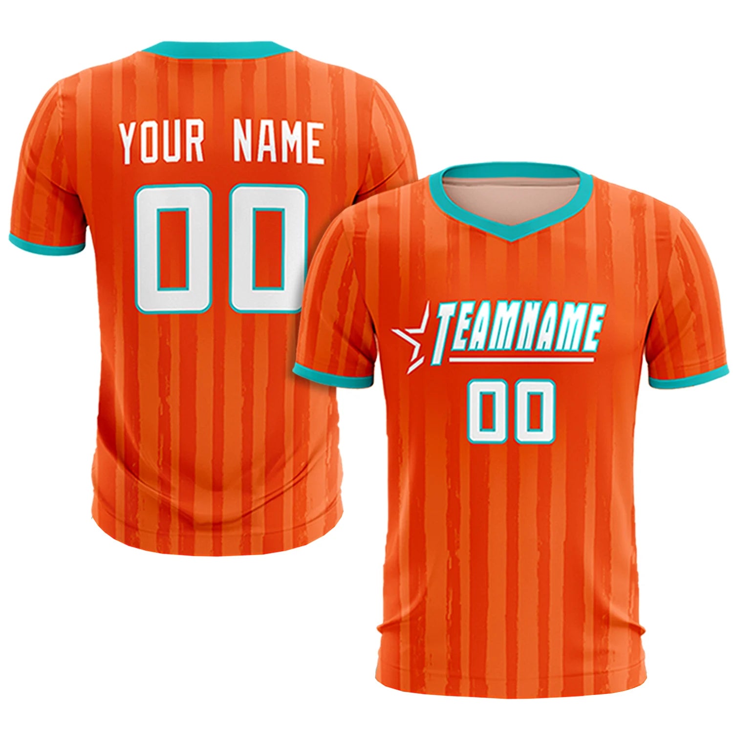 Custom Orange Bright Green Breathable Soccer Sets Jersey